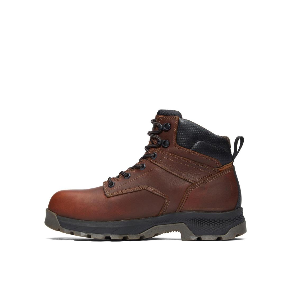 Titan EV 6 Inch Composite Toe Waterproof Work Boots for Men - Slip Resistant Safety Shoes, Electrical Hazard Protection - Ideal for Construction, Warehouse & Outdoor Jobs (Brown)
