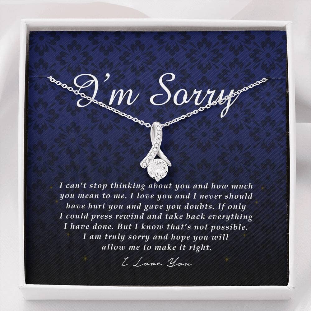 Elegant Apology Necklace with 'I'm Sorry' Card - Heartfelt Forgiveness Gift for Wife, Girlfriend, or Loved One | Unique Jewelry Gift Set for Romantic Makeup Moments & Special Occasions