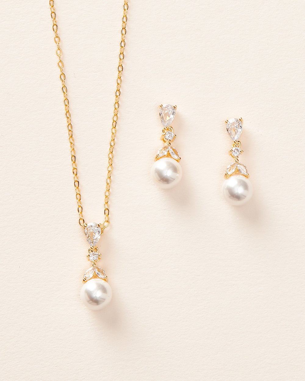 Kelsey Pearl Drop Bridesmaid Jewelry Set - Elegant Pearl Necklace & Earrings for Wedding Party, Bridal Shower, Formal Events & Special Occasions
