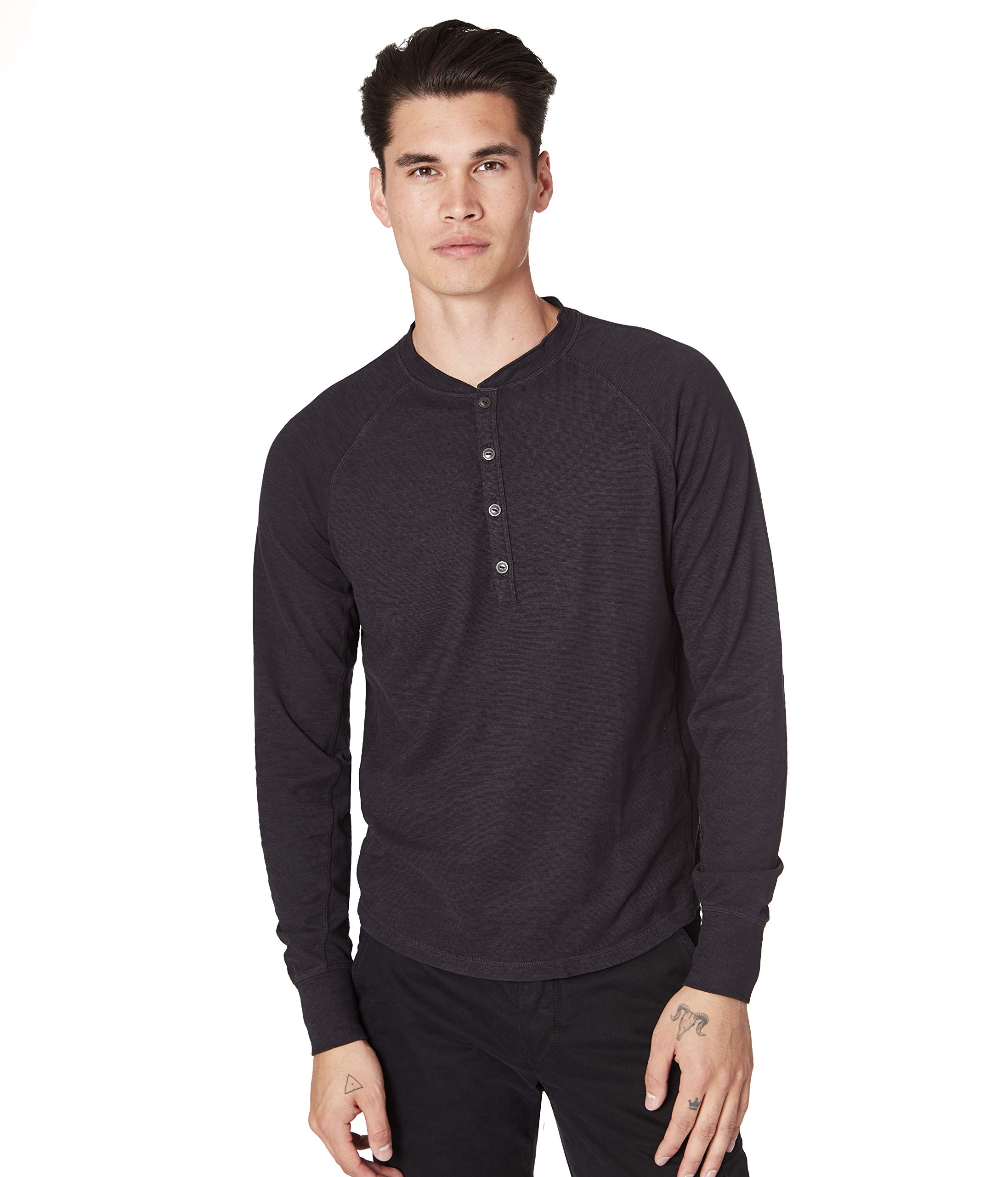 Good Man Brand - Premium Long Sleeve Legend Henley Shirt for Men | Comfortable Cotton Blend | Casual & Work Wear | Perfect for Outdoor Activities, Dates, and Office