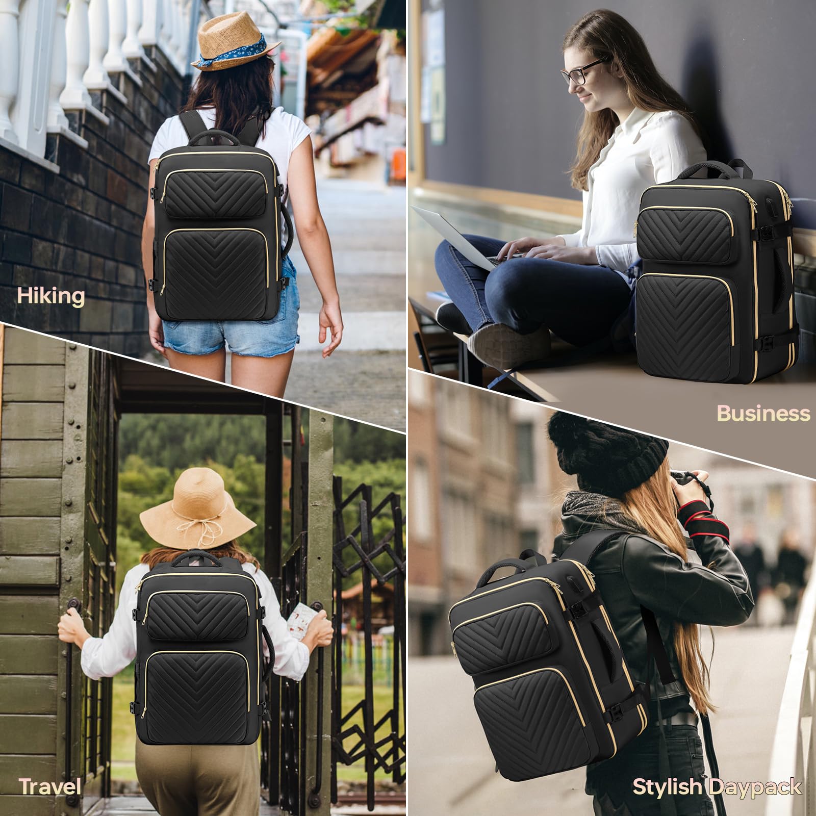 Expandable 17.3 Inch Travel Backpack for Women & Men - TSA Approved Carry On Backpack, Large Weekender Bag with Laptop Compartment - Perfect for Business Travel, Camping, Hiking & Airplane Use