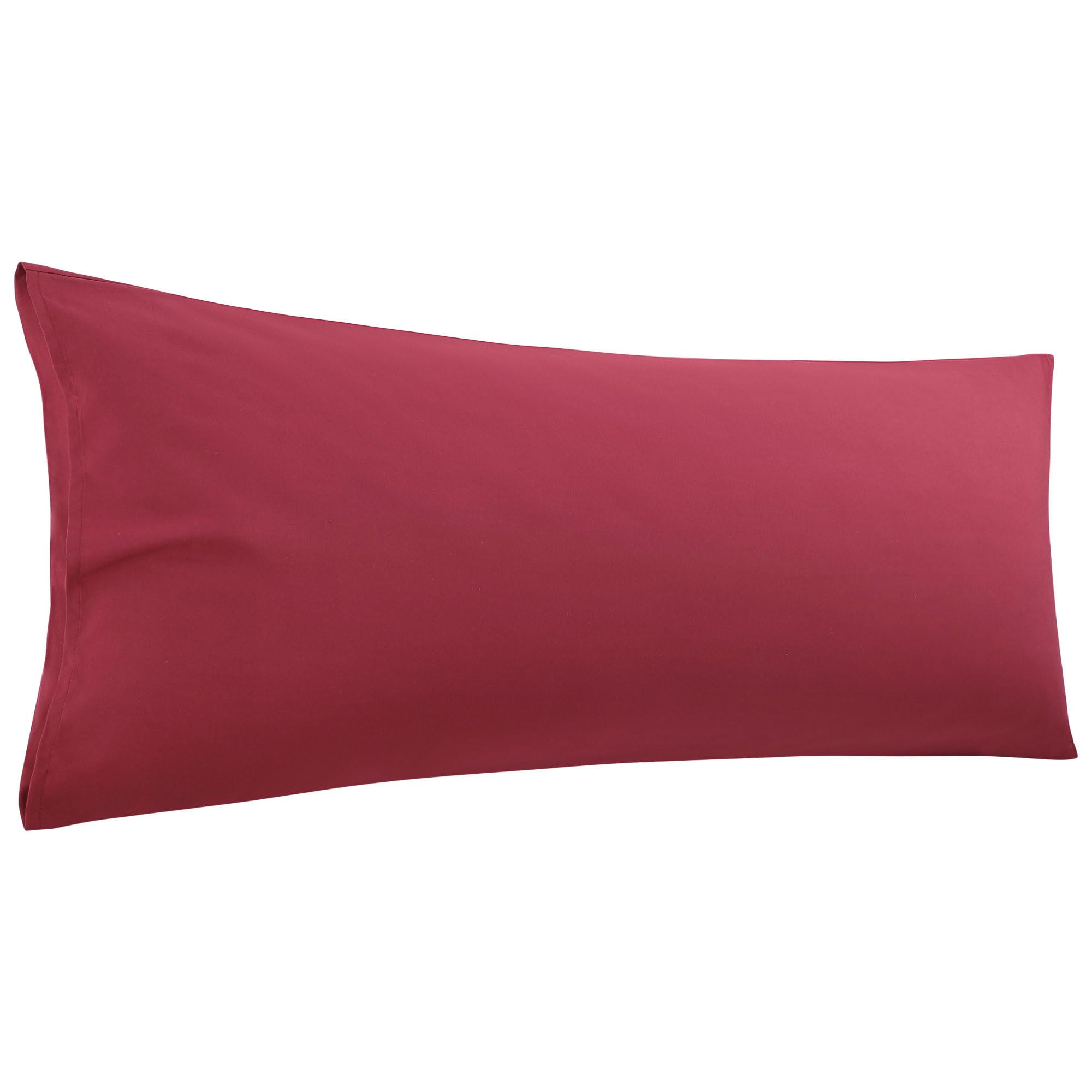Premium Microfiber Body Pillow Case 20x48 Inches - Ultra Soft 90 GSM Polyester Pillow Cover Replacement - Wine Red - Perfect for Pregnancy Support, Back Pain Relief & Comfortable Sleeping