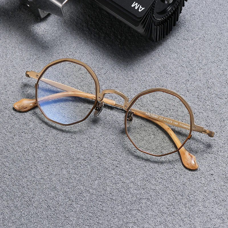 Stylish Unisex Black Titanium Eyeglasses T6067 - Lightweight Full Rim Round Frame for Men & Women | Perfect for Office, Reading & Fashion Accessories