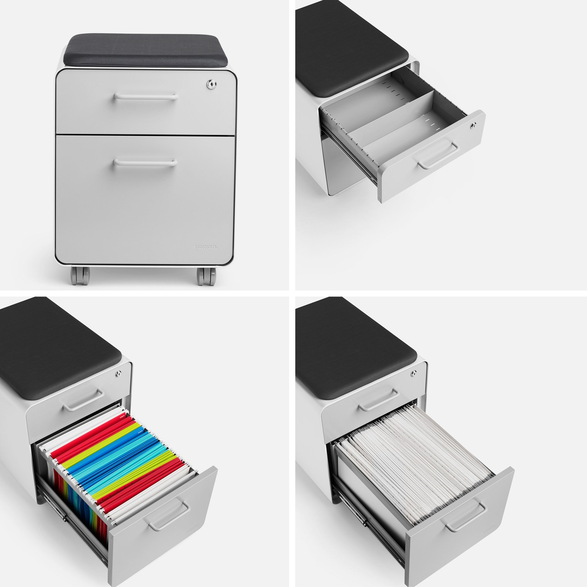 Mini Stow 2-Drawer Rolling File Cabinet - Portable Office Storage Organizer for Documents, Folders & Supplies - Perfect for Home Office, Small Spaces & Workstations