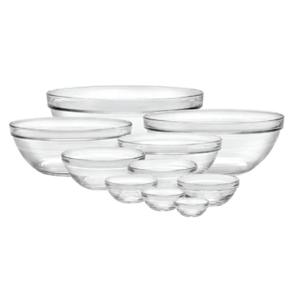 Duralex Lys 10-Piece Stackable Bowls Set - Shatterproof & Durable Glass Bowls for Kitchen, Dining, and Food Storage | Perfect for Salads, Cereal, Snacks & Meal Prep