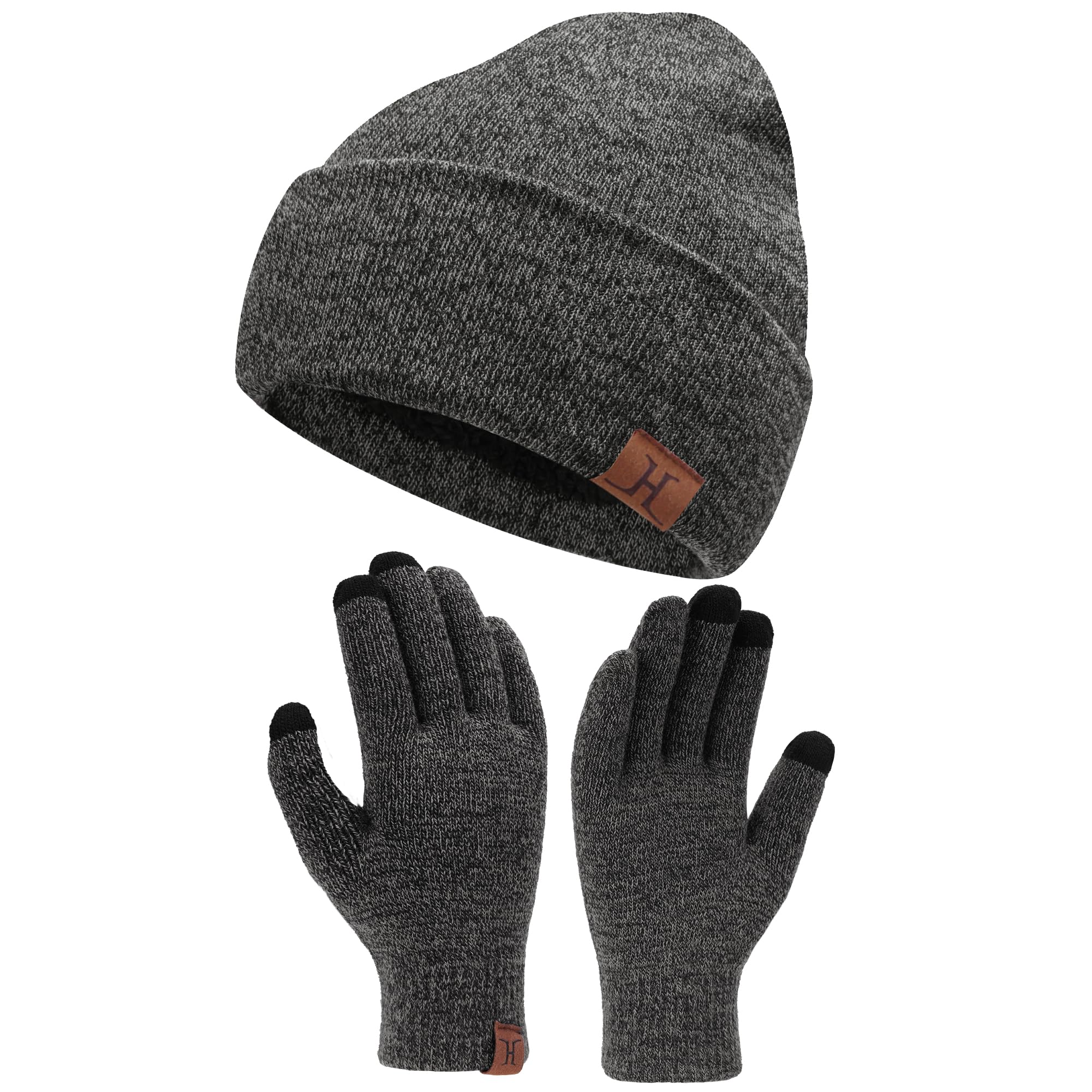 Fantastic Zone Winter Beanie Hat & Touchscreen Gloves Set for Men & Women - Warm Fleece-Lined Skull Cap with Knit Gloves - Perfect for Snow Sports, Skiing & Outdoor Activities