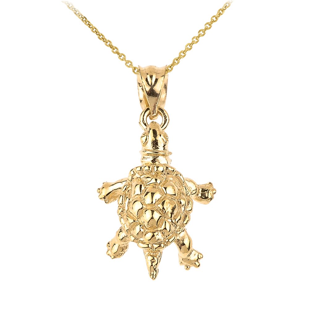 10K Gold Textured Tortoise Charm Pendant Necklace for Women - Elegant Turtle Jewelry Gift for Her - Perfect for Birthday, Anniversary & Everyday Wear