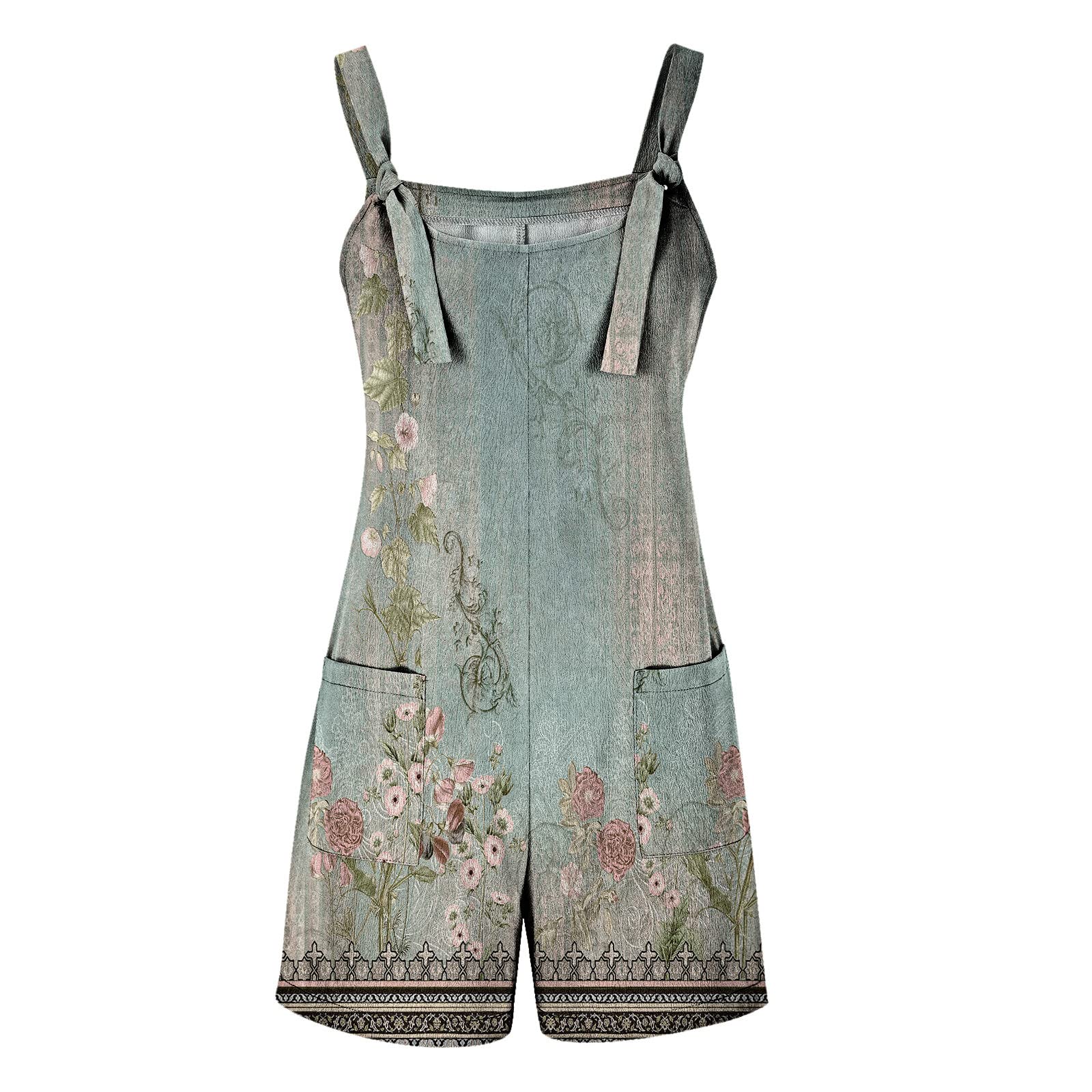 Women's Loose Fit Sleeveless Jumpsuit with Pockets - Adjustable Strap Casual Romper Shorts for Summer | Beach Outfit, Vacation Wear, Street Style Fashion