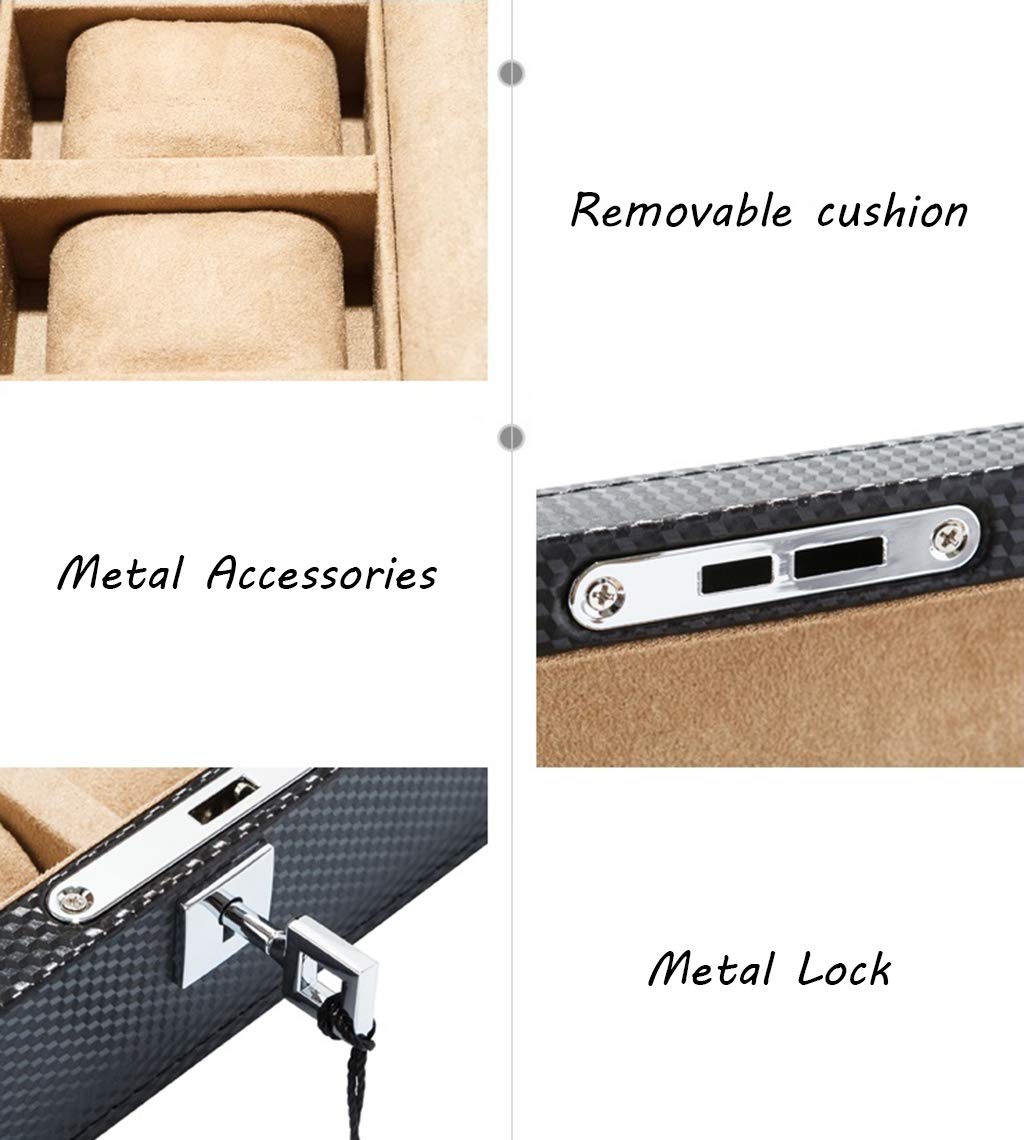 Luxury Carbon Fiber Watch Box for Men - 12 Slot Jewelry & Watch Display Organizer with Bracelet Tray - Perfect for Watch Collection Storage & Gift Giving
