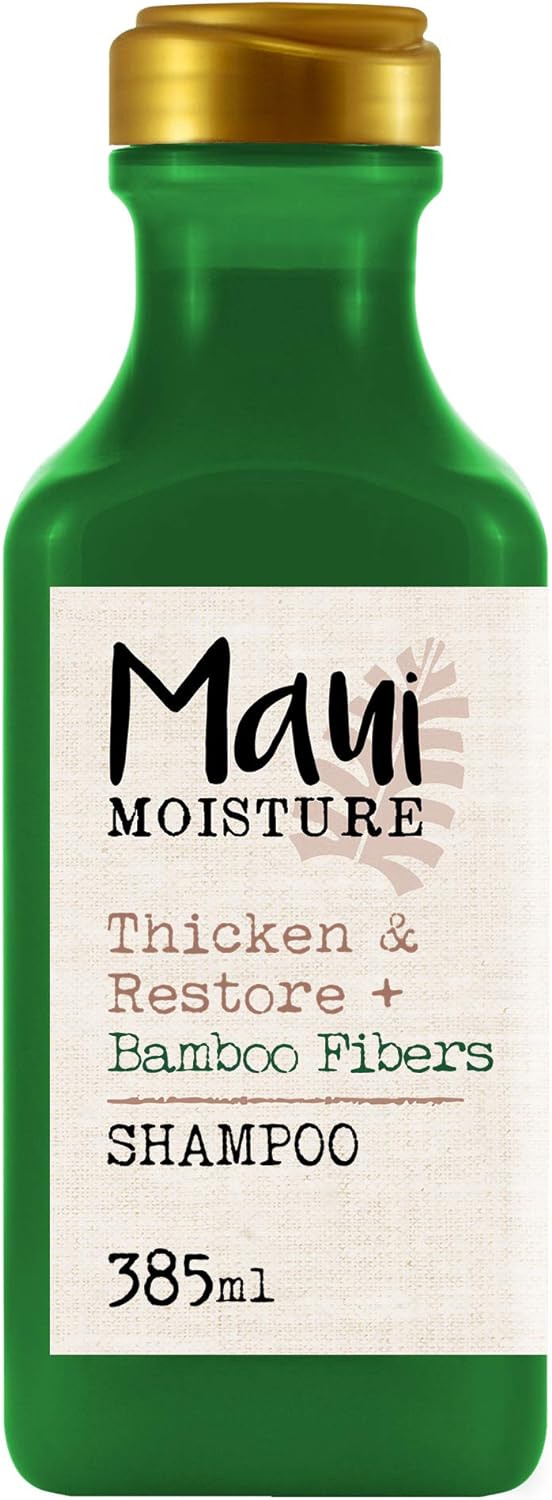 Maui Moisture Thicken & Restore Shampoo with Bamboo Fibers for Hair Growth & Volume - 13 fl oz (385 ml) - Sulfate Free for Dry, Damaged Hair - Perfect for Daily Use & Hair Repair Routine
