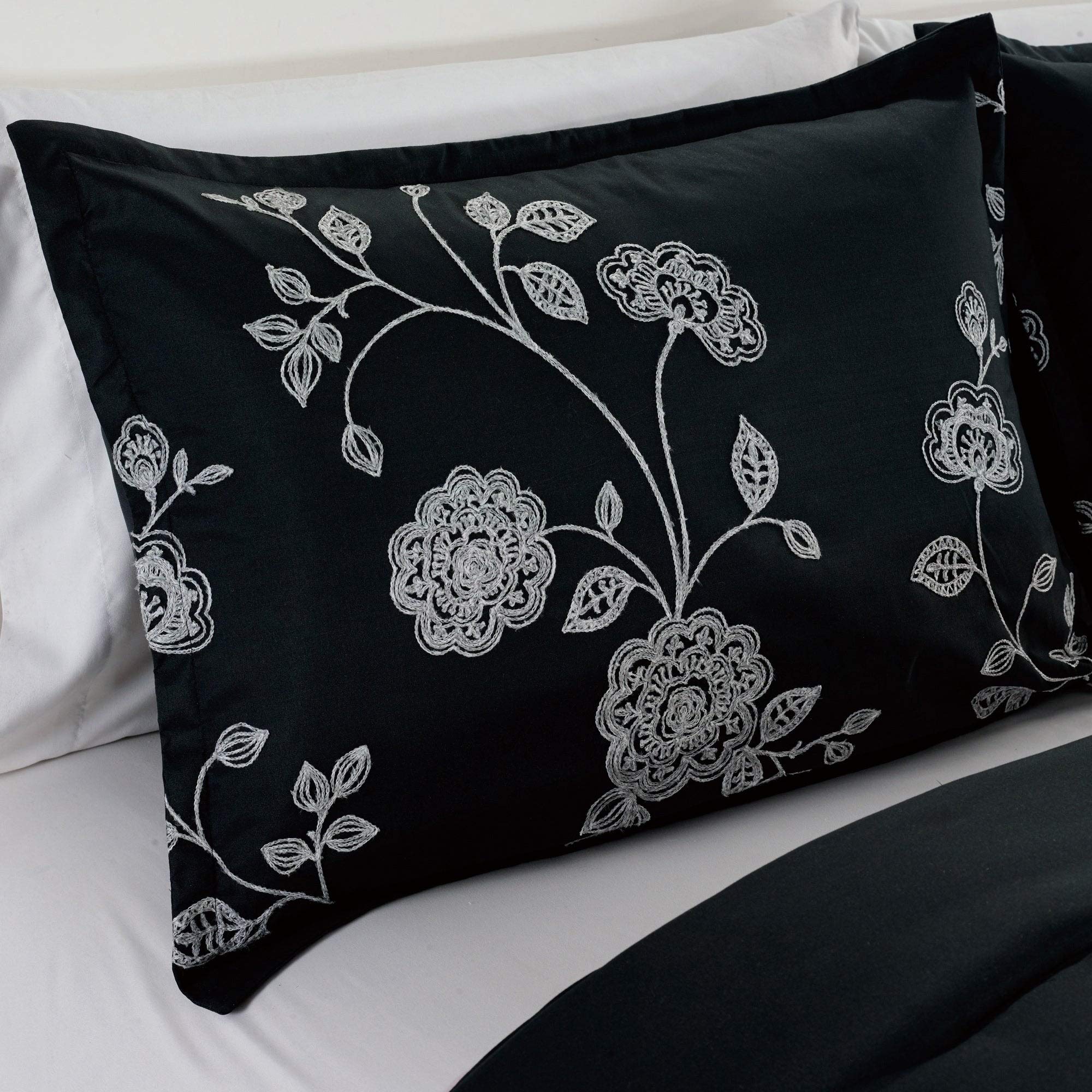 Premium Iris Embroidery 7-Piece King Size Comforter Set - Soft Bedding Collection for Master Bedroom & Guest Room Decor