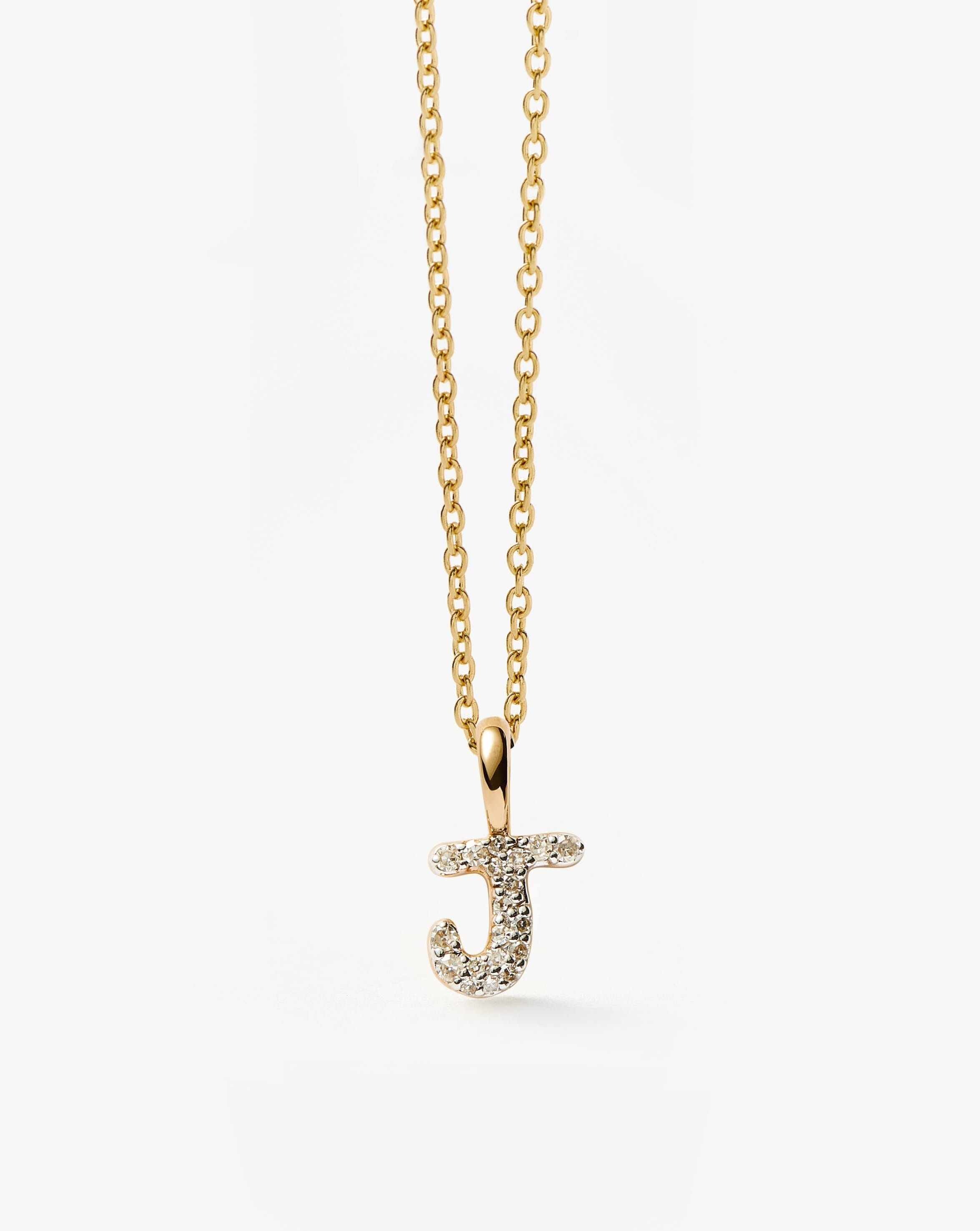 14k Solid Yellow Gold Plated Diamond Initial 'J' Mini Pendant Necklace - Elegant Personalized Jewelry Gift for Women, Perfect for Birthdays, Anniversaries & Special Occasions