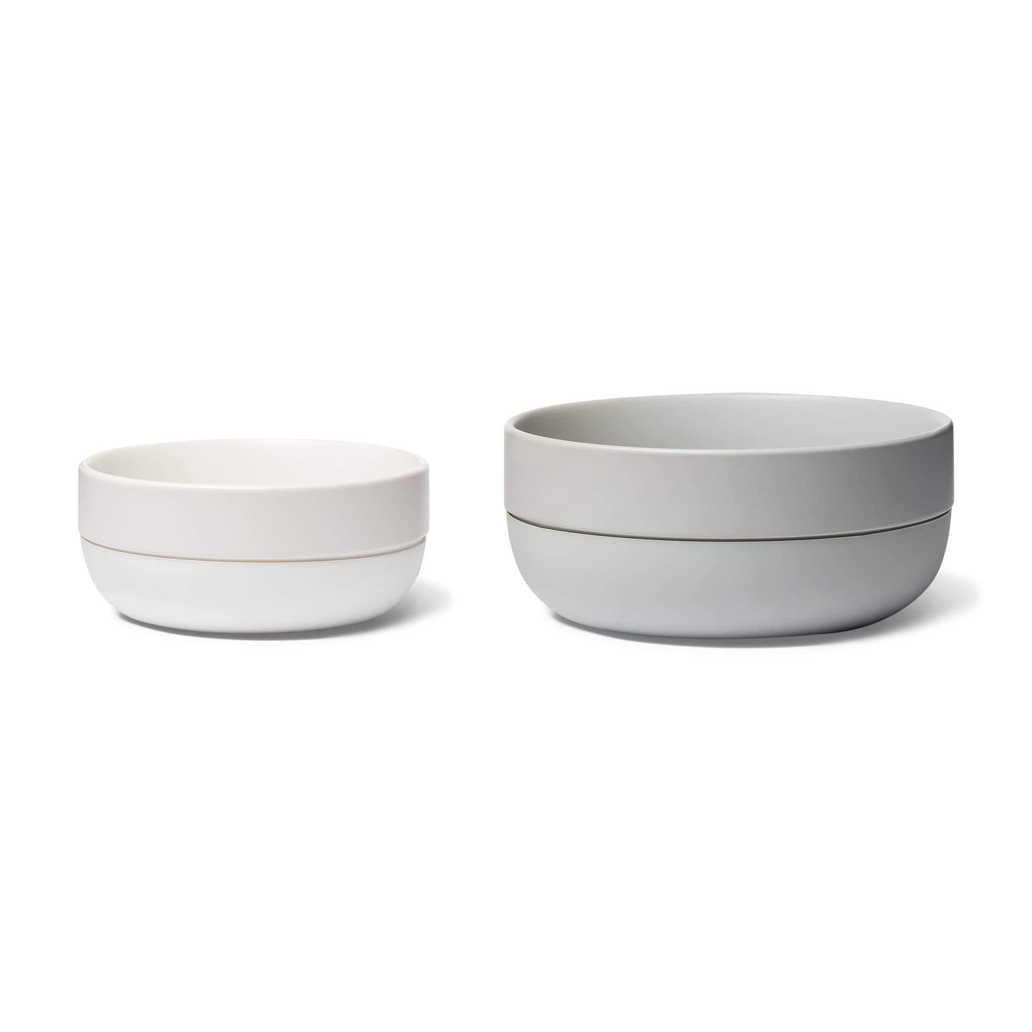Waggo Non-Slip Ceramic Dog Bowl with Rubber Base for Small & Large Breeds - Heavyweight Pet Food Dish, Dishwasher Safe, Light Grey - Perfect for Home, Kitchen, Travel & Outdoor Feeding
