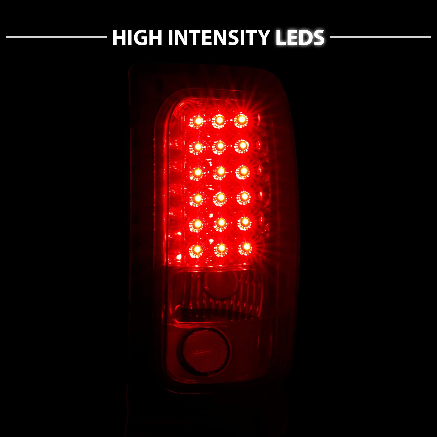 AmeriLite Red/Clear LED Brake Tail Lights Set Compatible with 1994-2001 Dodge Ram 1500 2500 3500 - Left & Right Side Replacement - Enhanced Visibility & Safety for Night Driving & Towing