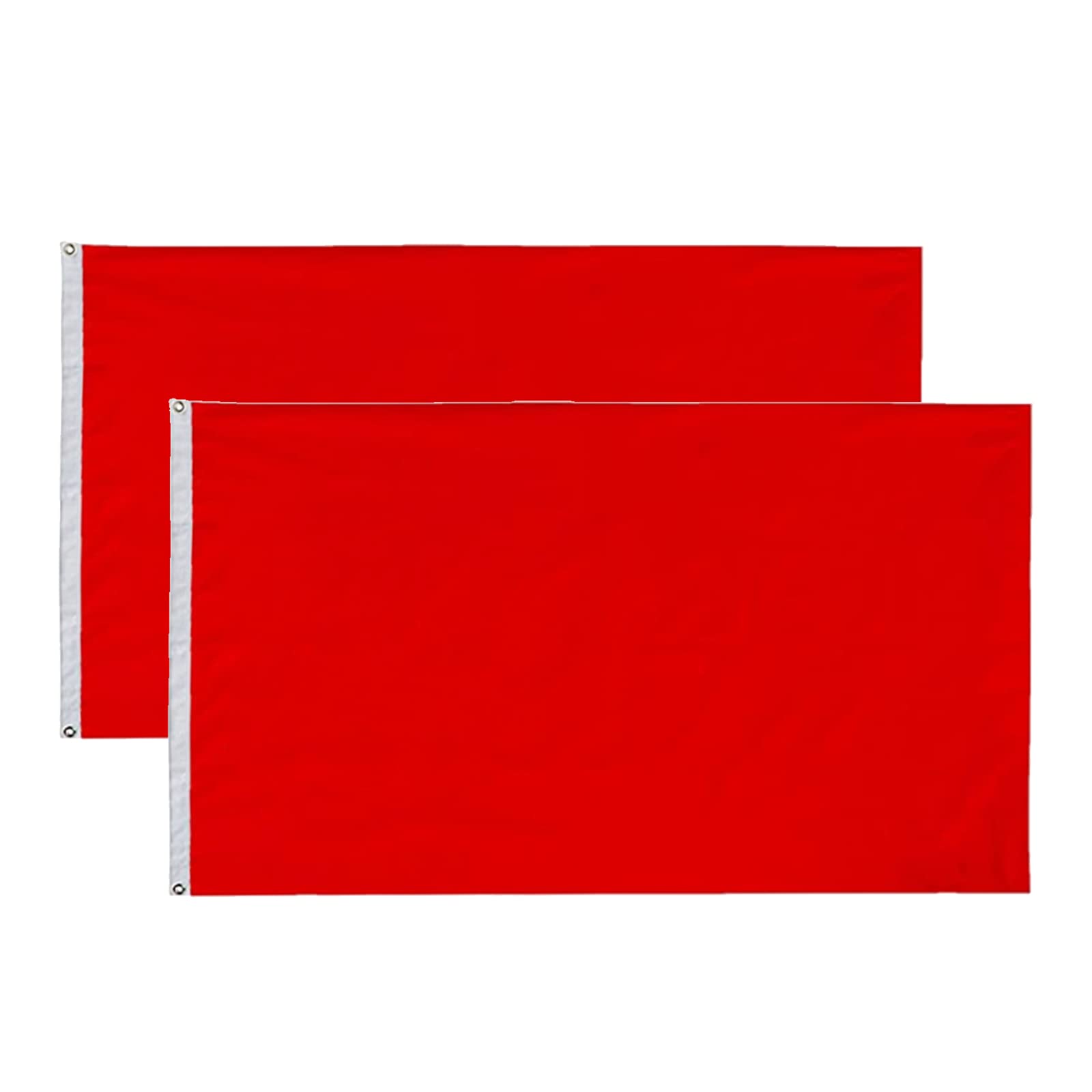 2-Pack 3x5 Ft Solid Red Polyester Blank Flags with Brass Grommets - Perfect for Parades, Sporting Events & Patriotic Decorations