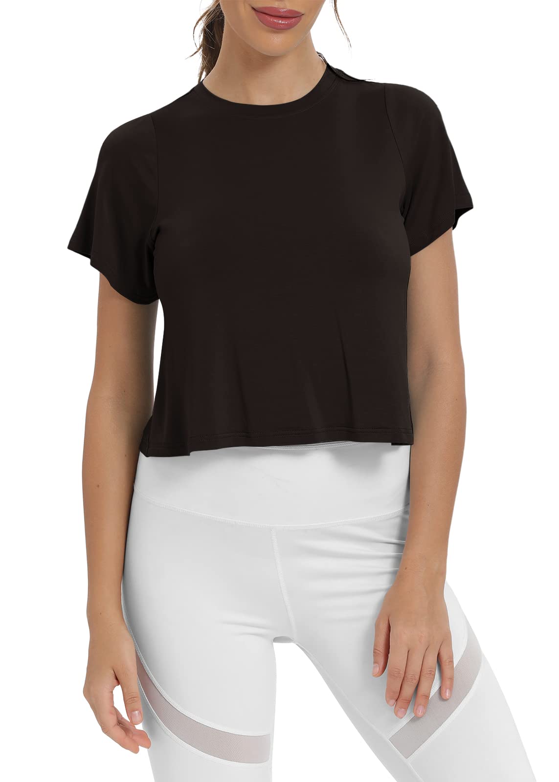 Women's Mippo Workout Crop Top - Short Sleeve Yoga Shirt & Athletic Running Tank Top for Fitness, Gym, Yoga & Running | Breathable & Comfortable Activewear