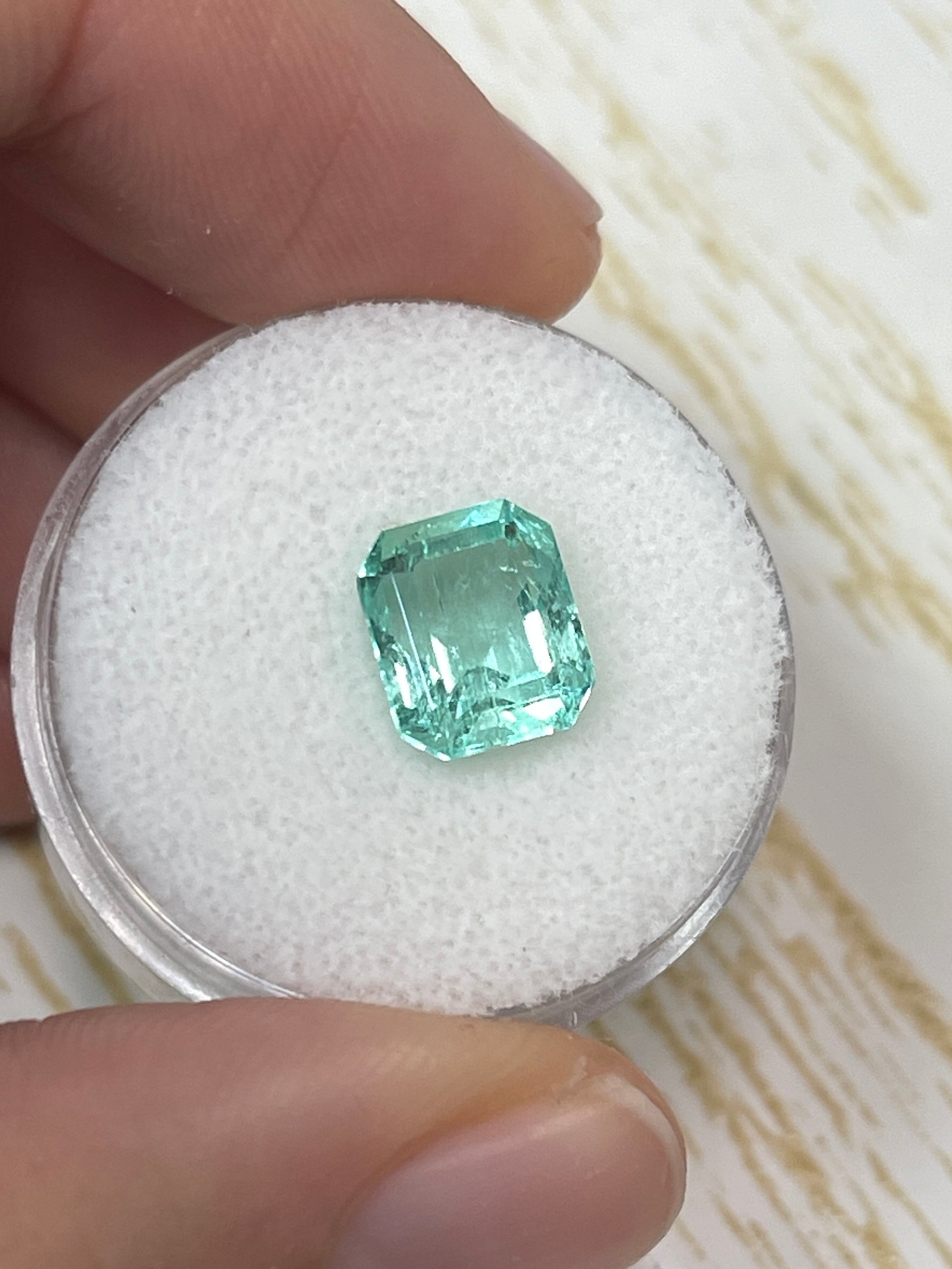 2.87 Carat 9x8mm Seafoam Green Natural Loose Colombian Emerald Gemstone - Emerald Cut for Jewelry Making, Engagement Rings & Luxury Gifts