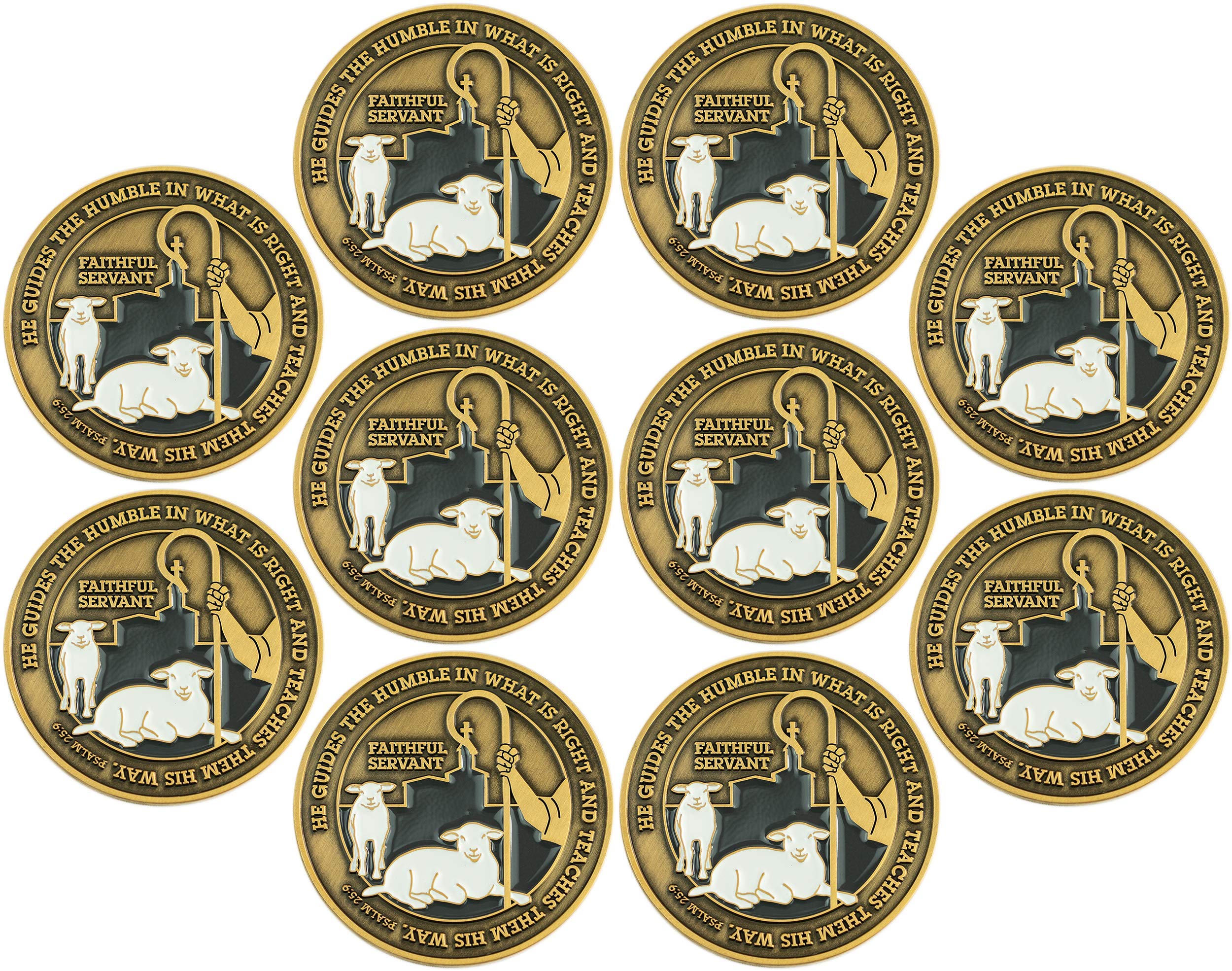Bulk Pack of 10 Pastors Coins - Pastor Appreciation Gifts for Men & Women - Christian Religious Prayer Tokens for Ministers, Bishops & Priests - Perfect for Church Events, Ordinations & Spiritual Encouragement