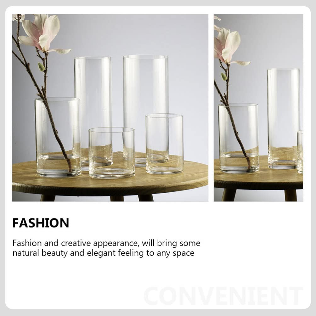 VICASKY Clear Glass Vase for Plants and Flowers - Transparent Floral Holder, Wedding Centerpiece, Bookshelf Decor - Perfect for Home, Office, and Event Decorations