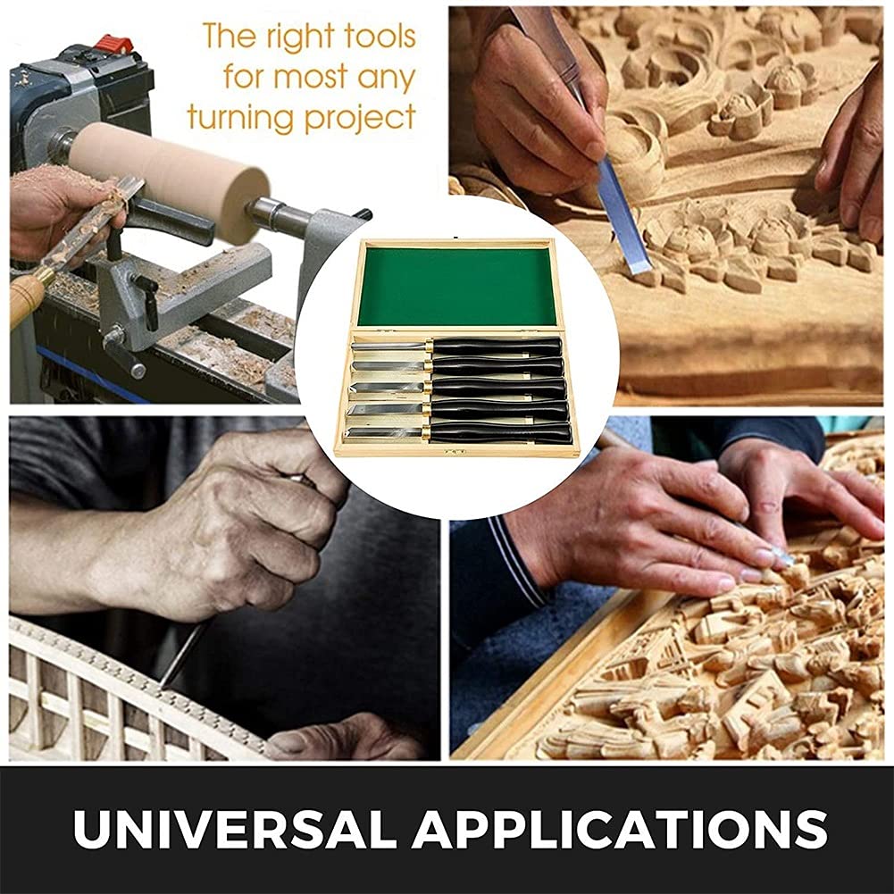 5-Piece Professional Wood Chisel Set - Lathe Chisels Kit with Rougher, Finisher & Detailer Tools for Wood Carving & Turning - Perfect for Beginners, Hobbyists & Professionals - Great for DIY Projects, Furniture Making & Woodworking Crafts