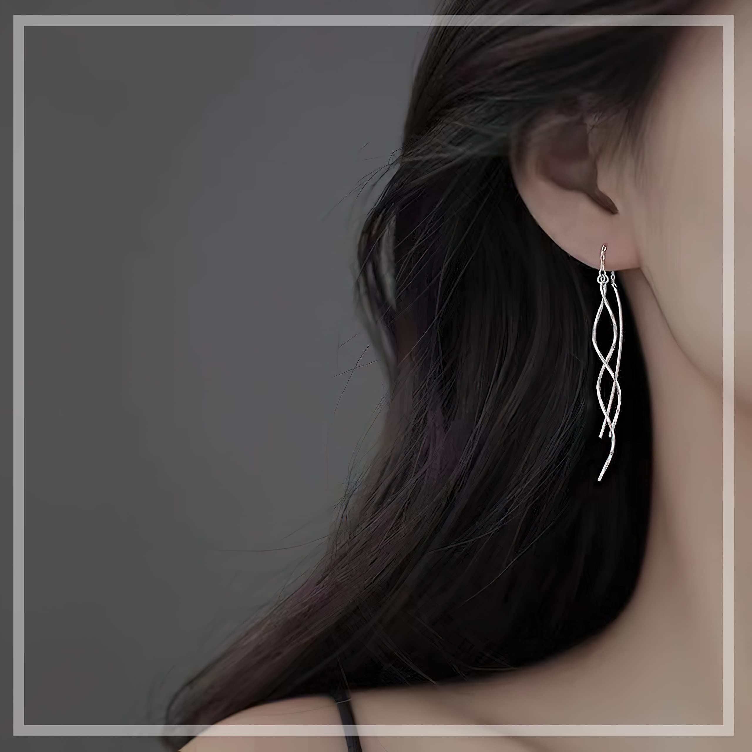 925 Sterling Silver Threader Earrings for Women - Hypoallergenic Handmade Twisted Linear Dangle Drop Earrings | Fashion Jewelry Gift for Teens Girls | Perfect for Parties, Dating & Everyday Wear