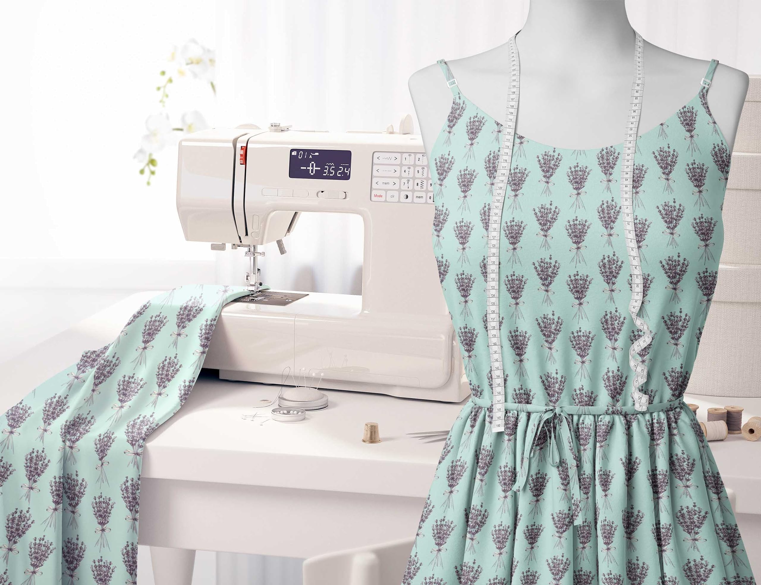 Soimoi Moss Green Georgette Fabric by The Yard - 42 Inch Wide Floral Print Material for Dresses, Blouses & Scarves - Classic Romantic Fabric for Fashion Sewing Projects