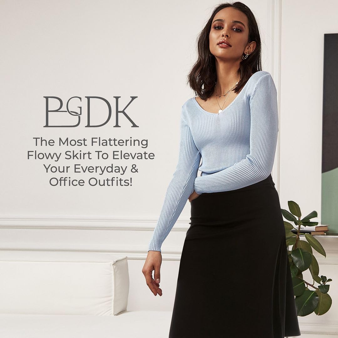 Women's Cotton A-Line Skirt with Elastic High Waist - Comfortable Work & Office Wear for Business Professionals - Perfect for Business Meetings, Office Outfits & Formal Occasions