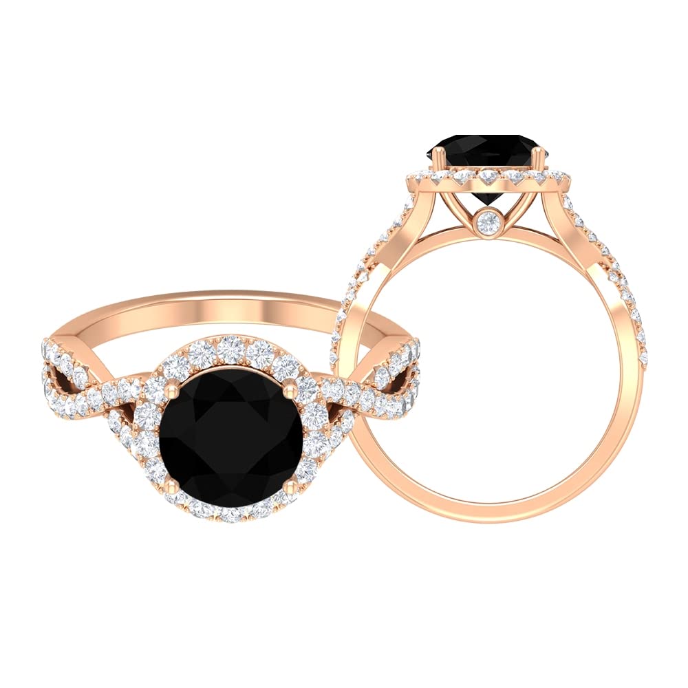 3.25 CT Black Spinel & Moissanite Engagement Ring for Women - 14K Solid Gold Criss Cross Wedding Band - Elegant Black Gemstone Jewelry for Anniversary, Proposal & Special Occasions