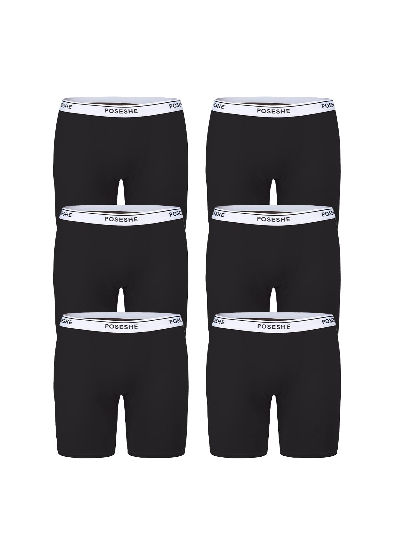 POSESHE Women's Boxer Briefs 6-Pack - Ultra Soft MicroModal Boyshort Underwear with 6
