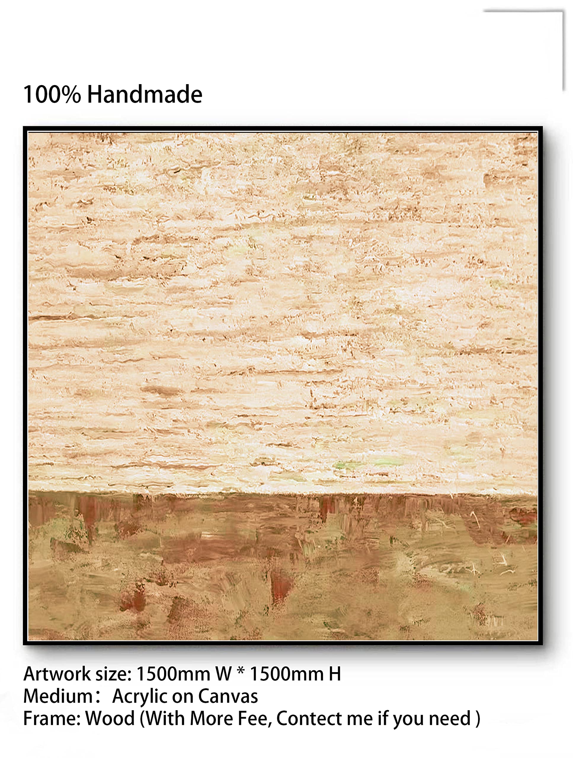 Modern Abstract Painting - Original Canvas Wall Art in Gray, White, Yellow & Brown - Contemporary Unique Home Decor for Living Room, Bedroom & Office