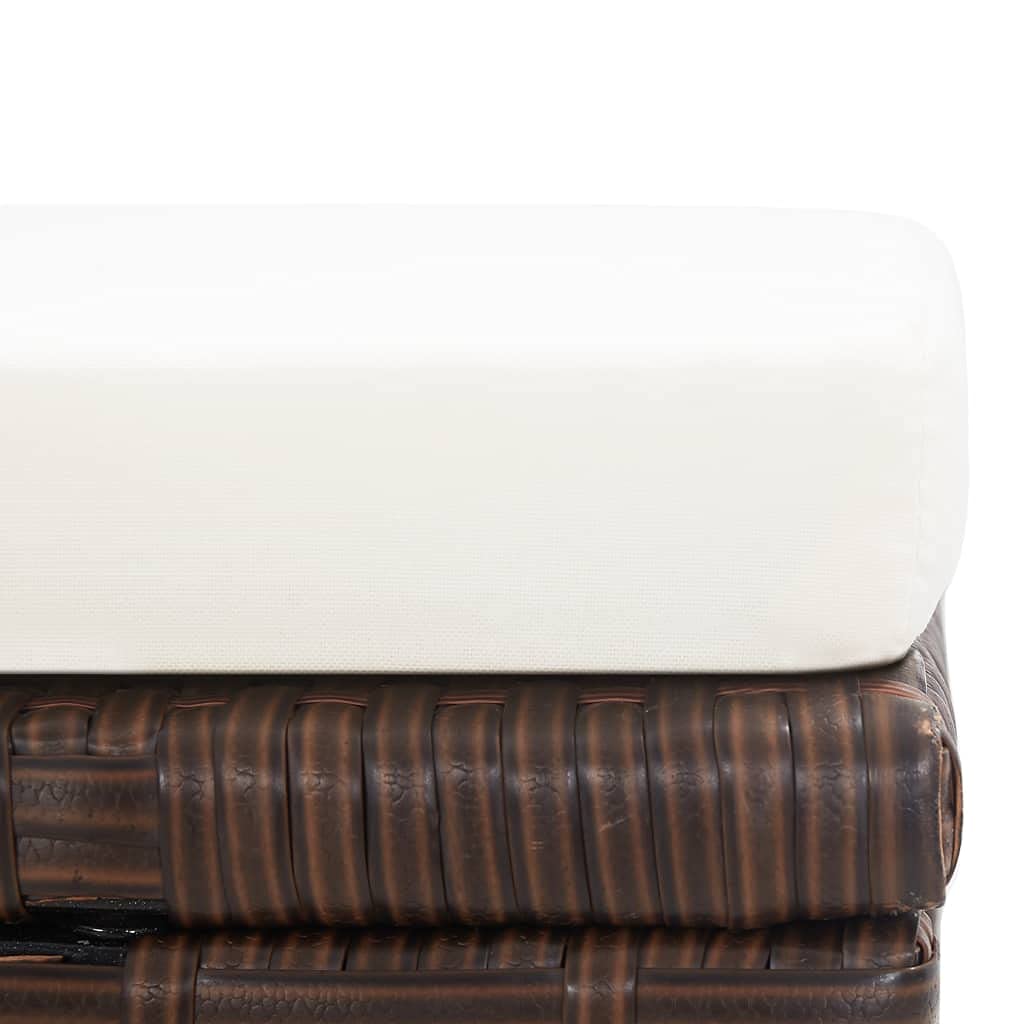 2-Piece Brown Poly Rattan Garden Stools with Cushions - Outdoor Patio, Deck, Backyard & Lawn Furniture - Perfect for Relaxing in Garden or Poolside - Fast Delivery