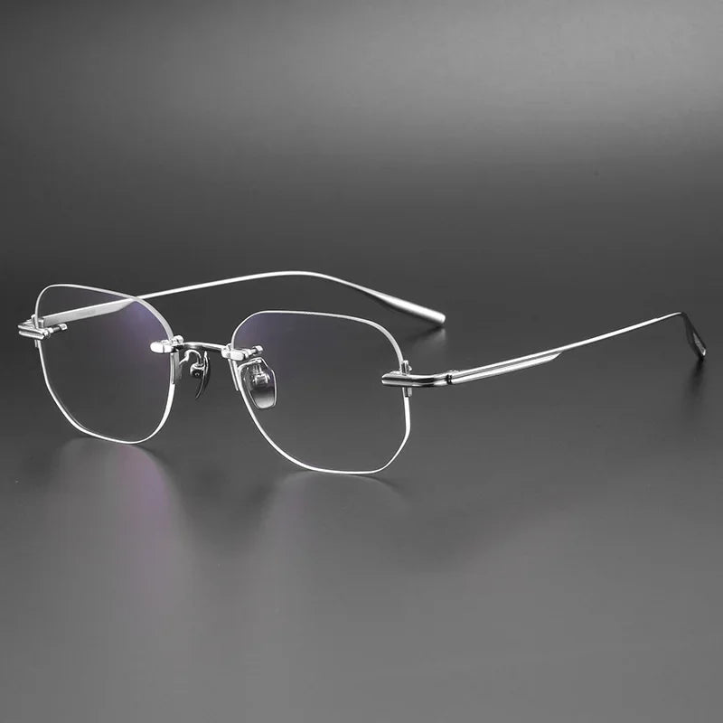 Aror Unisex Rimless Irregular Square Titanium Eyeglasses 10132 - Lightweight & Durable Frame for Reading, Work & Fashion | Trendy Square Glasses for Men & Women