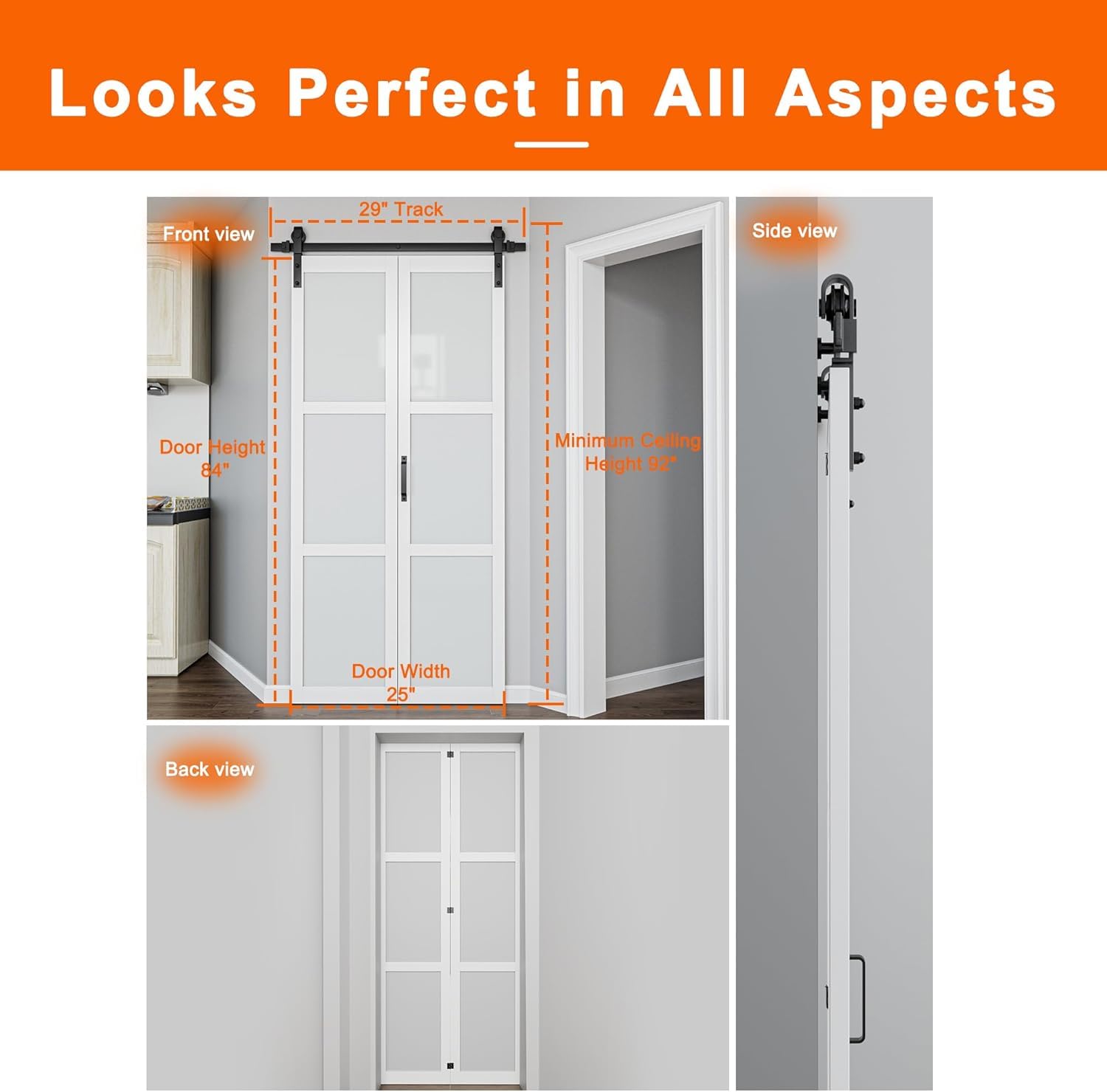 Preassembled K-Shape Solid Core Bifold Barn Door with Hardware - 32