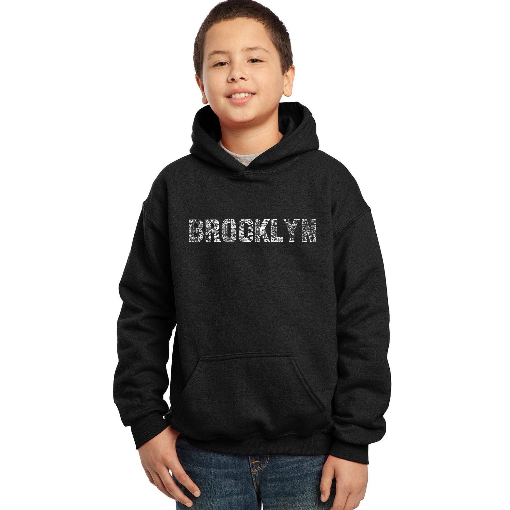 LA POP ART Boys' Graphic Hoodie - Brooklyn Neighborhoods Design | Trendy Streetwear for Urban Style & Casual Outfits