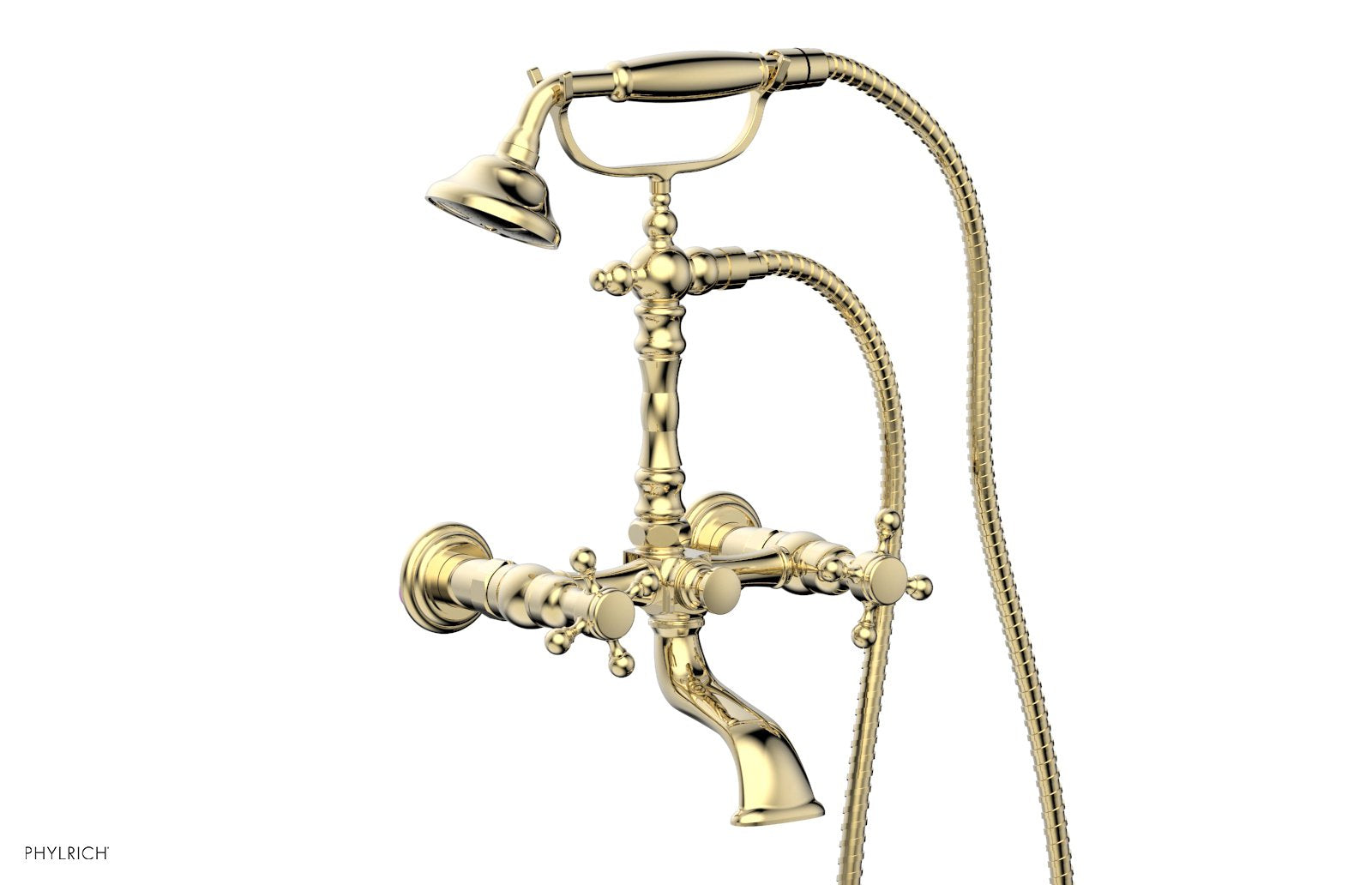HEX TRADITIONAL Exposed Tub & Hand Shower Faucet with Cross Handle - K2393 24