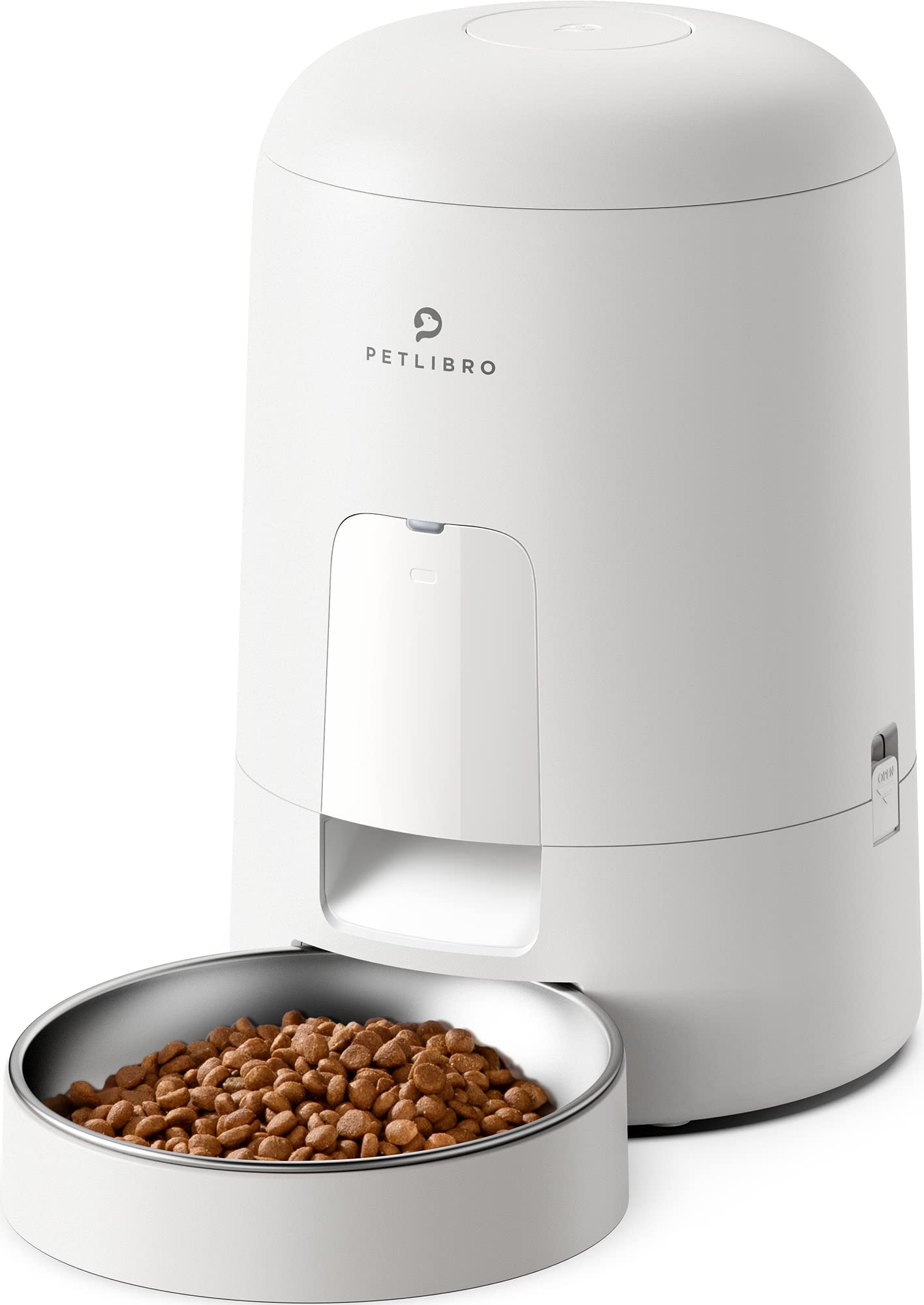 PETLIBRO Automatic Cat Feeder - Cordless Battery-Operated Pet Food Dispenser with 180-Day Life, 2L Capacity Timed Feeder for Cats & Dogs (White) - Perfect for Travel, Workdays & Multi-Pet Homes