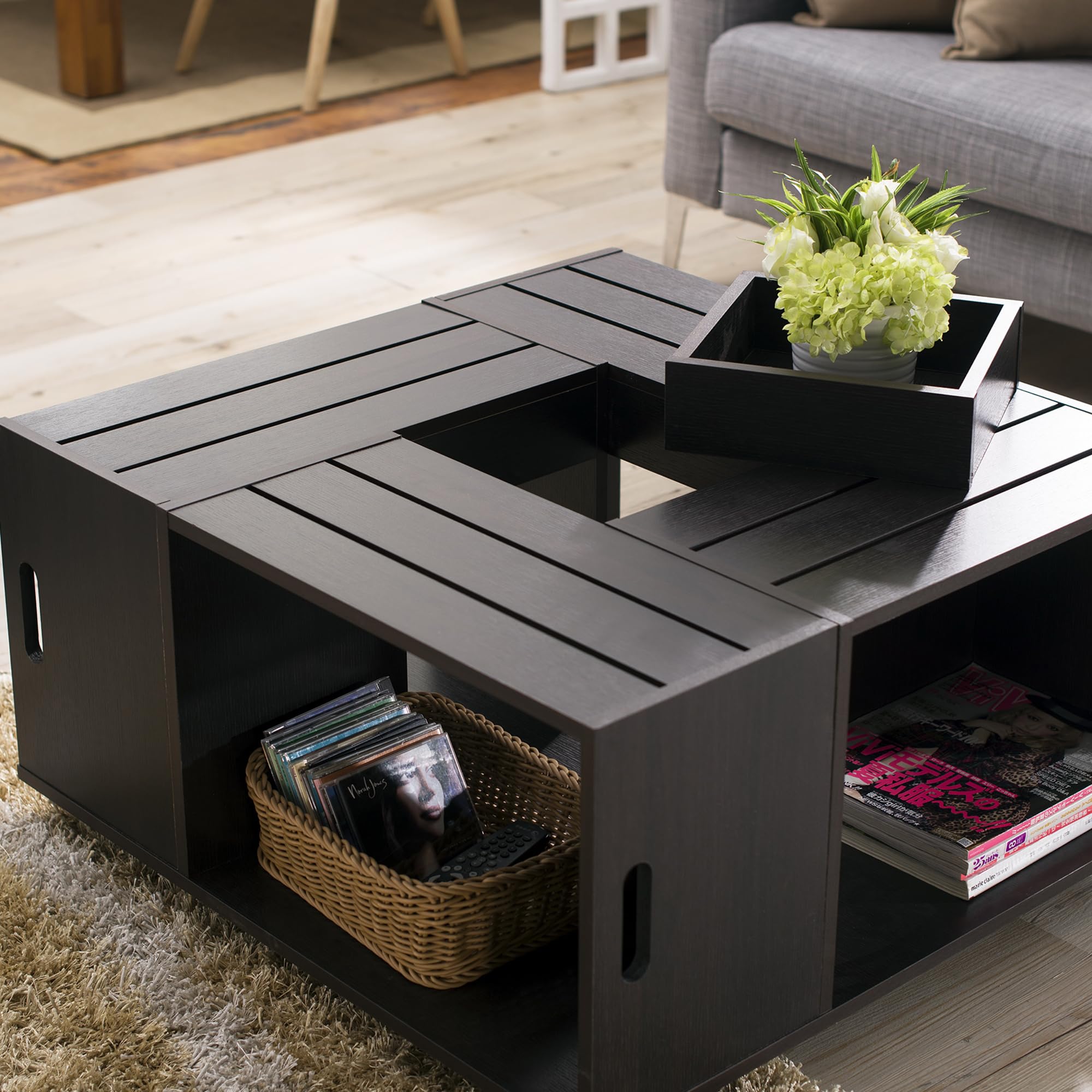 Premium Brunelle Coffee Table - Espresso Finish, Modern Living Room Furniture for Home & Office Use | Durable & Stylish Centerpiece for Relaxing, Entertaining, and Decorating Spaces