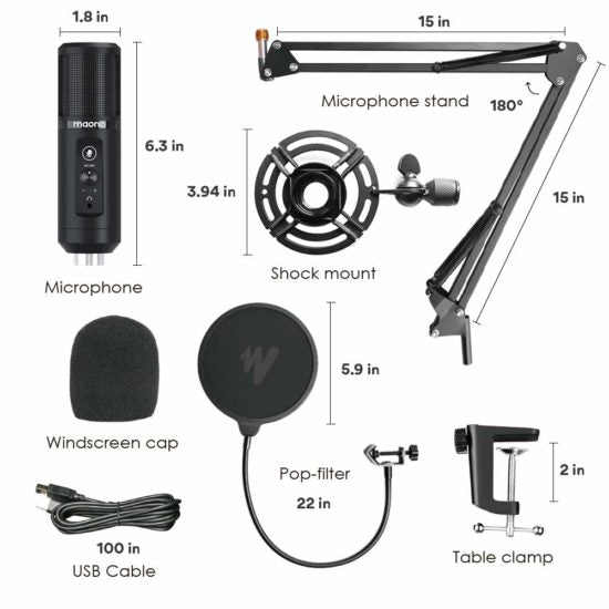 Maono AU-PM421 USB/XLR Professional Podcast Microphone for Streaming, Recording & Voiceovers - Perfect for YouTube, Twitch & Home Studios