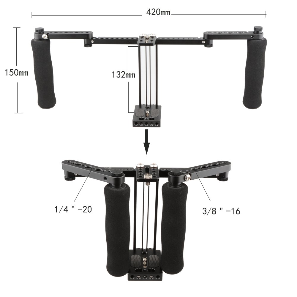 CAMVATE Adjustable Monitor Cage for 5-7 Inch LCD Screens - Durable Aluminum Alloy Bracket with Ergonomic Handles - Perfect for DSLR Camera Rigs, Video Production & Field Monitoring