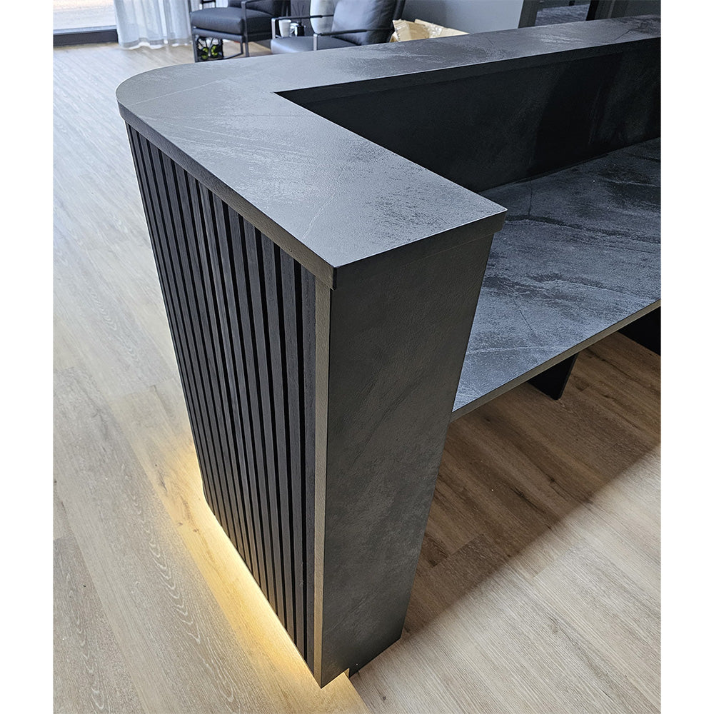 Modern HALO Reception Desk 180cm Black - Premium Office Furniture for Hotels, Corporate Lobbies & Professional Workspaces