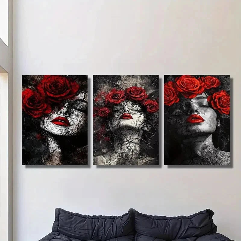 3-Piece Romantic Valentine's Day Metal Wall Art Set - Modern Love-Themed Prints - Ready to Hang Home Decor for Bedroom, Living Room & Office (Perfect Gift for Couples & Anniversary)