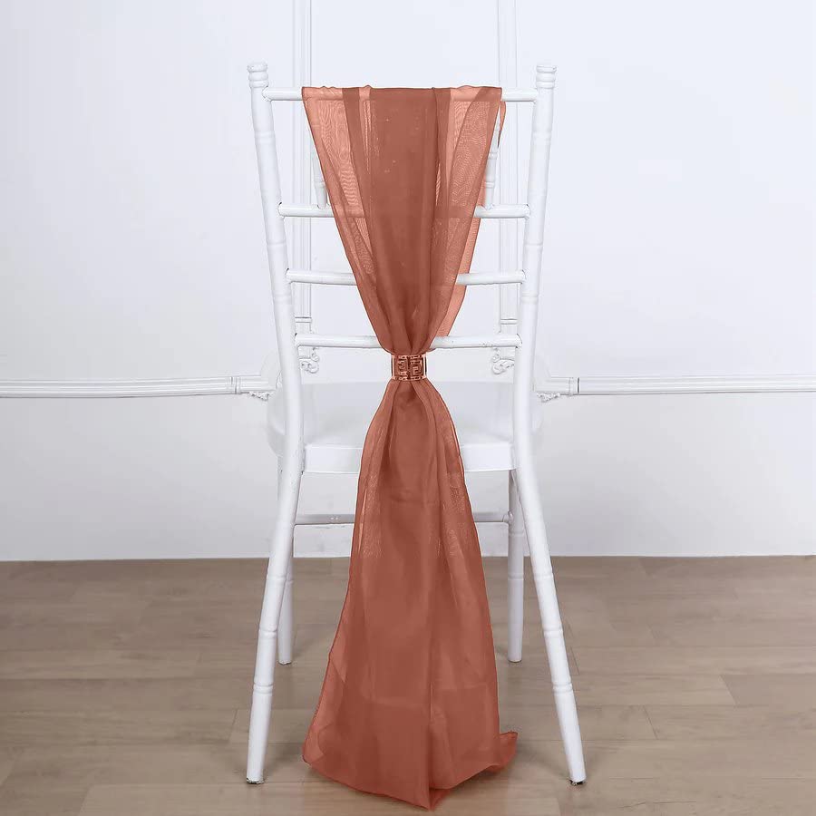 50 Extra Wide Premium Chiffon Chair Sashes - Elegant Terracotta Wedding Chair Bows for Ceremony & Reception Decor - Bulk Wedding Party Supplies for Banquet, Bridal Shower & Special Events