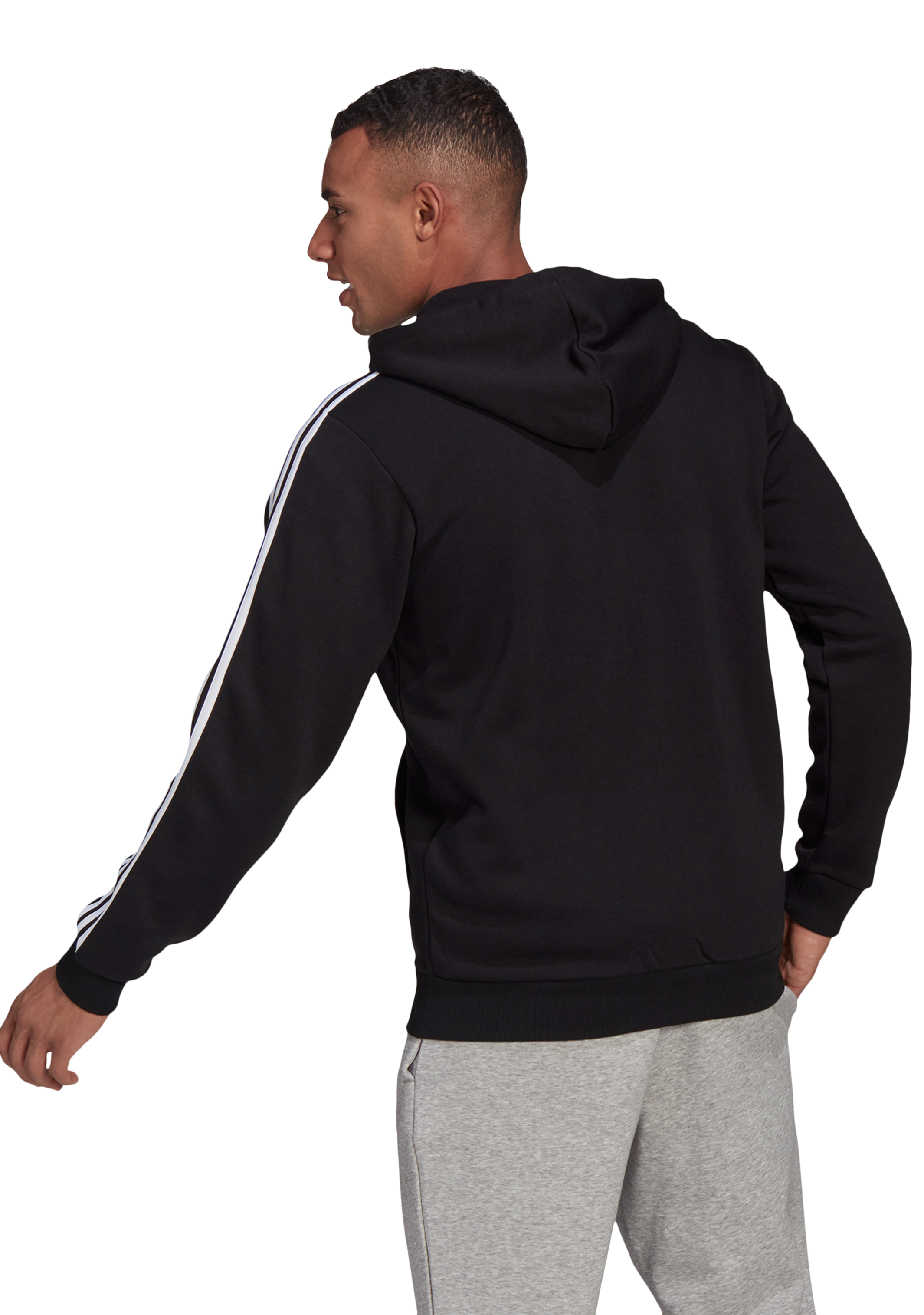 Adidas Men's Essentials 3-Stripes Fleece Full-Zip Hoodie - Warm & Comfortable Winter Jacket for Casual Wear, Gym, and Outdoor Activities