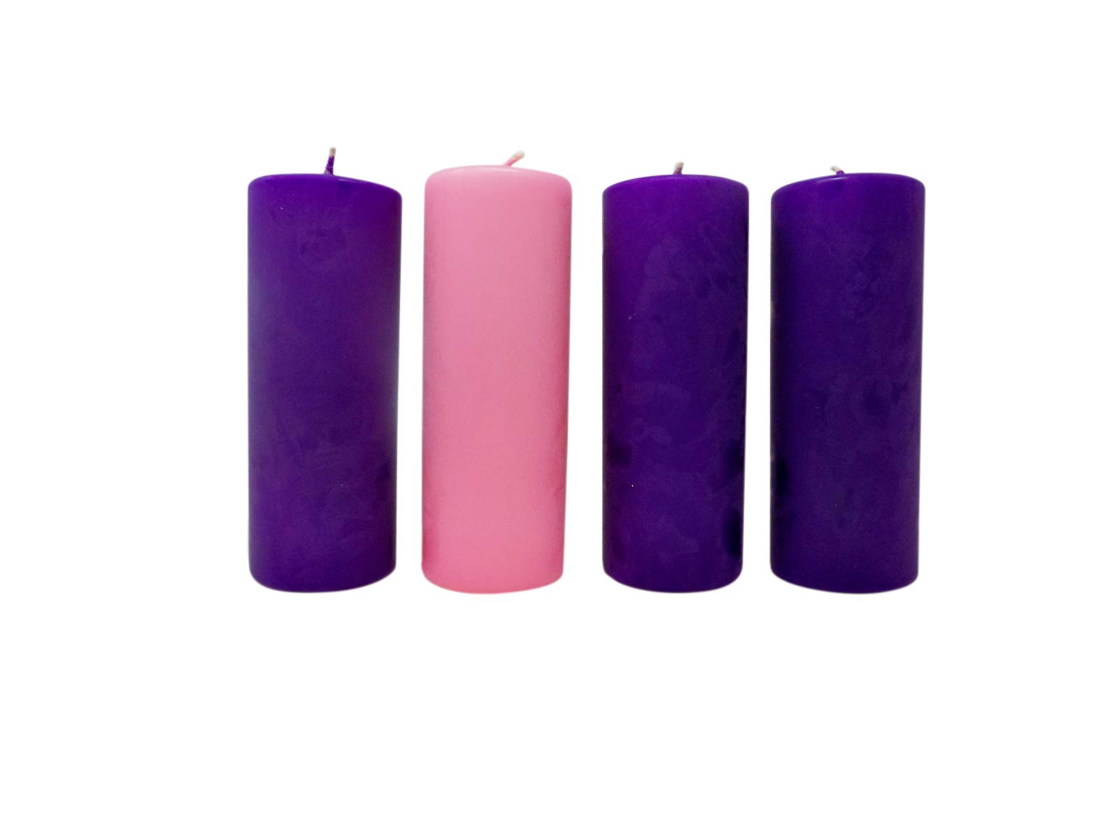 Premium Stearine Christmas Pillar Advent Candles for Churches - 3 x 8 Inch Set of 4 - Perfect for Holiday Decorations, Religious Ceremonies & Festive Home Decor