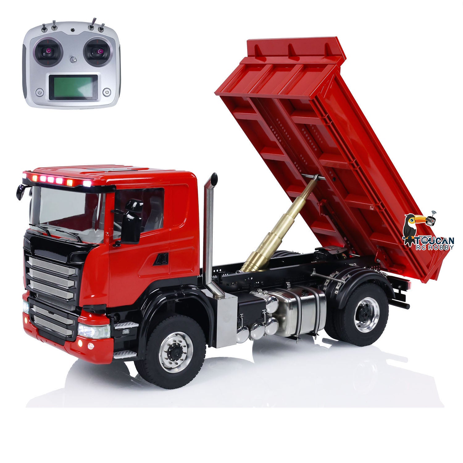 1/14 Scale 4x4 RC Hydraulic Dump Dump Truck - Metal Remote Control Tipper with FlySky I6S & 3-Speed Transmission - Perfect for Construction Site Play, Off-Road Adventure & Collectors