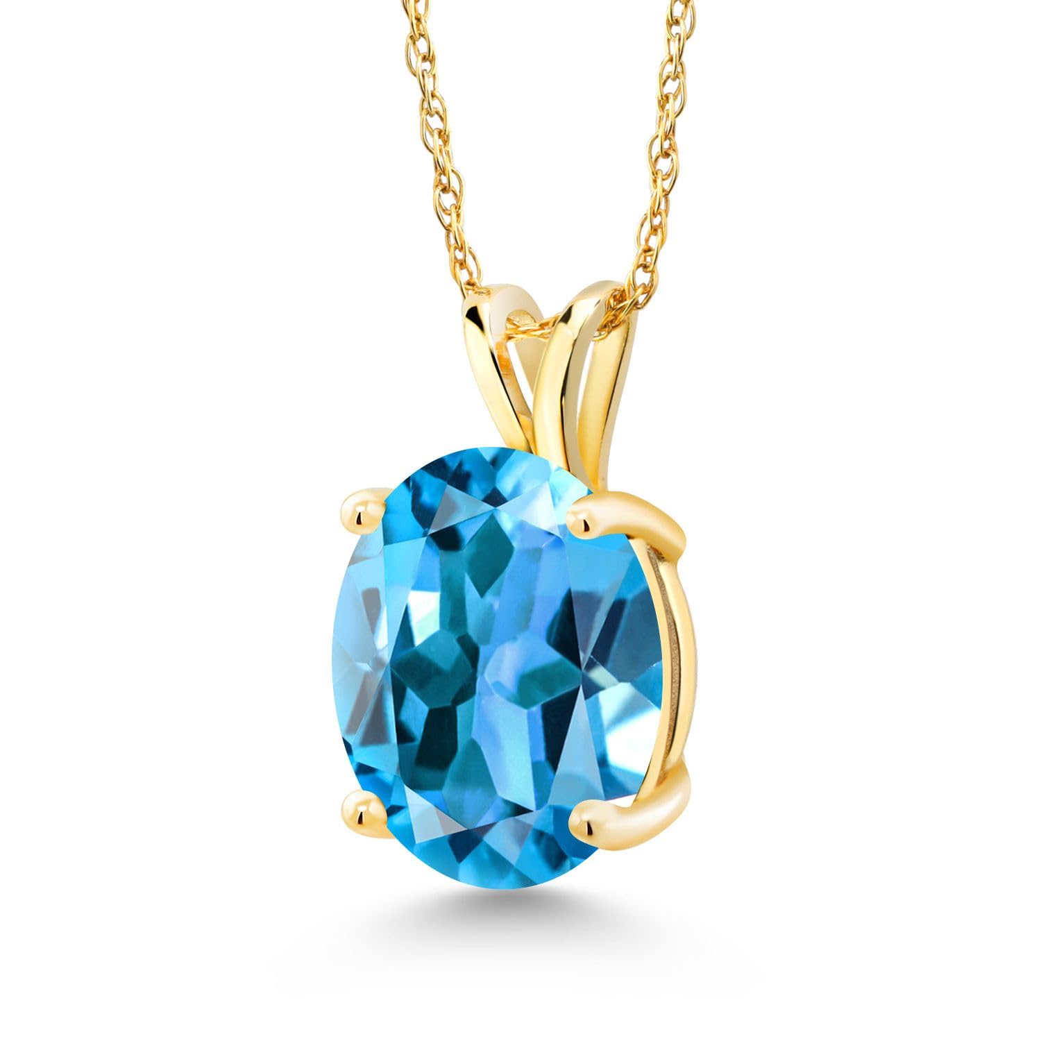 14K Yellow Gold Oval Birthstone Pendant Necklace for Women - 11x9mm Gemstone with 18 Inch 14K Gold Chain | Personalized Jewelry Gift for Mom, Wife, Birthday & Anniversary | Elegant Everyday Wear & Special Occasions