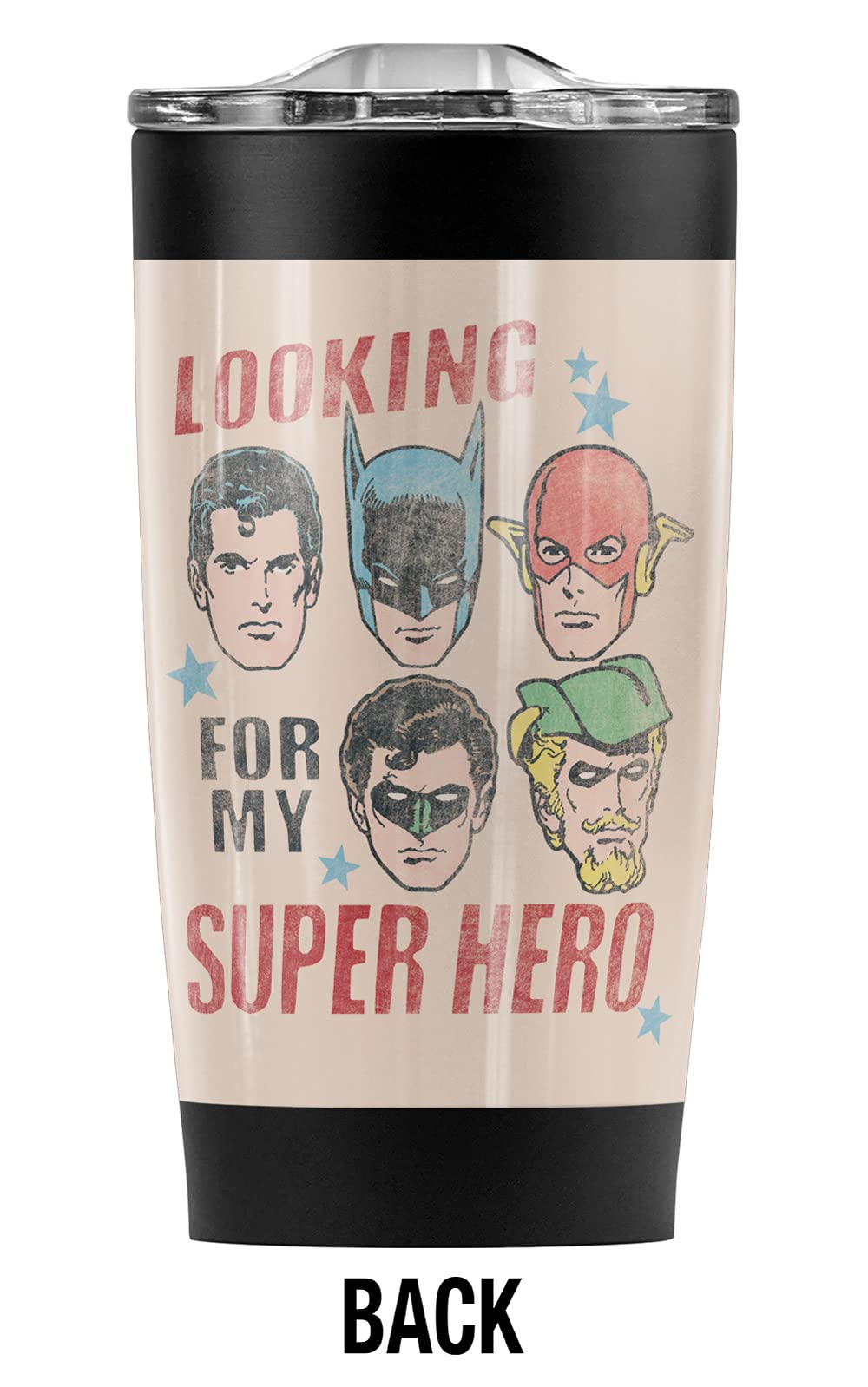 Justice League Super Hero Stainless Steel Tumbler 20oz - Vacuum Insulated Coffee Travel Mug with Leakproof Lid | Keeps Hot & Cold Beverages Perfect Temperature | Great for Office, Gym, Camping & Commuting