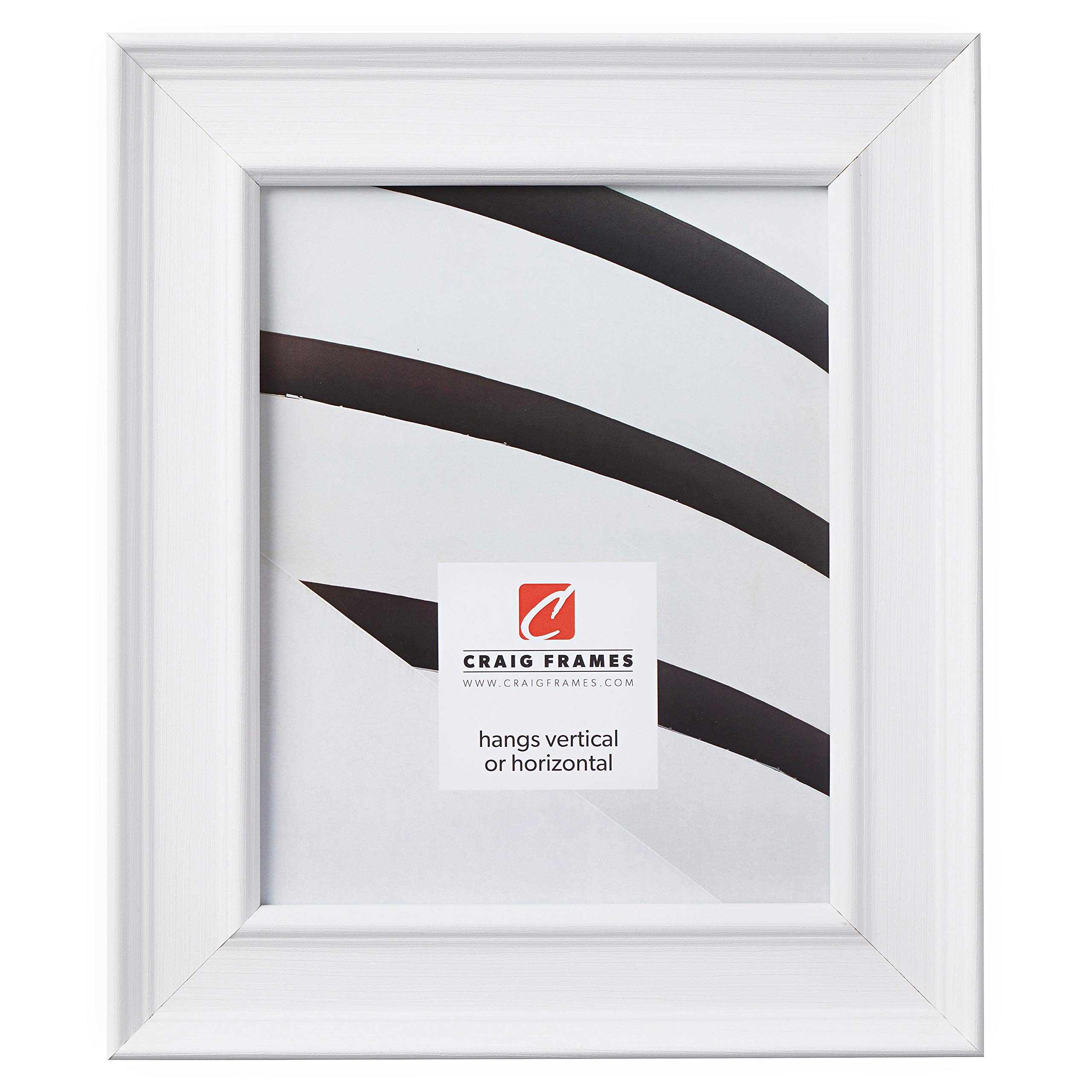 Craig Frames 76658954 8.5x11 Inch White Wood Composite Picture Frame - 2 Inch Wide Mat for Photos, Artwork & Certificates - Perfect for Home, Office & Gift Display