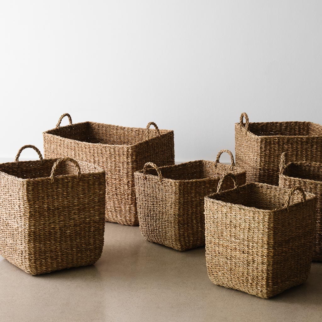 Padma Square Storage Baskets - Woven Decorative Bins for Home Organization - Perfect for Bedroom, Bathroom & Closet Storage