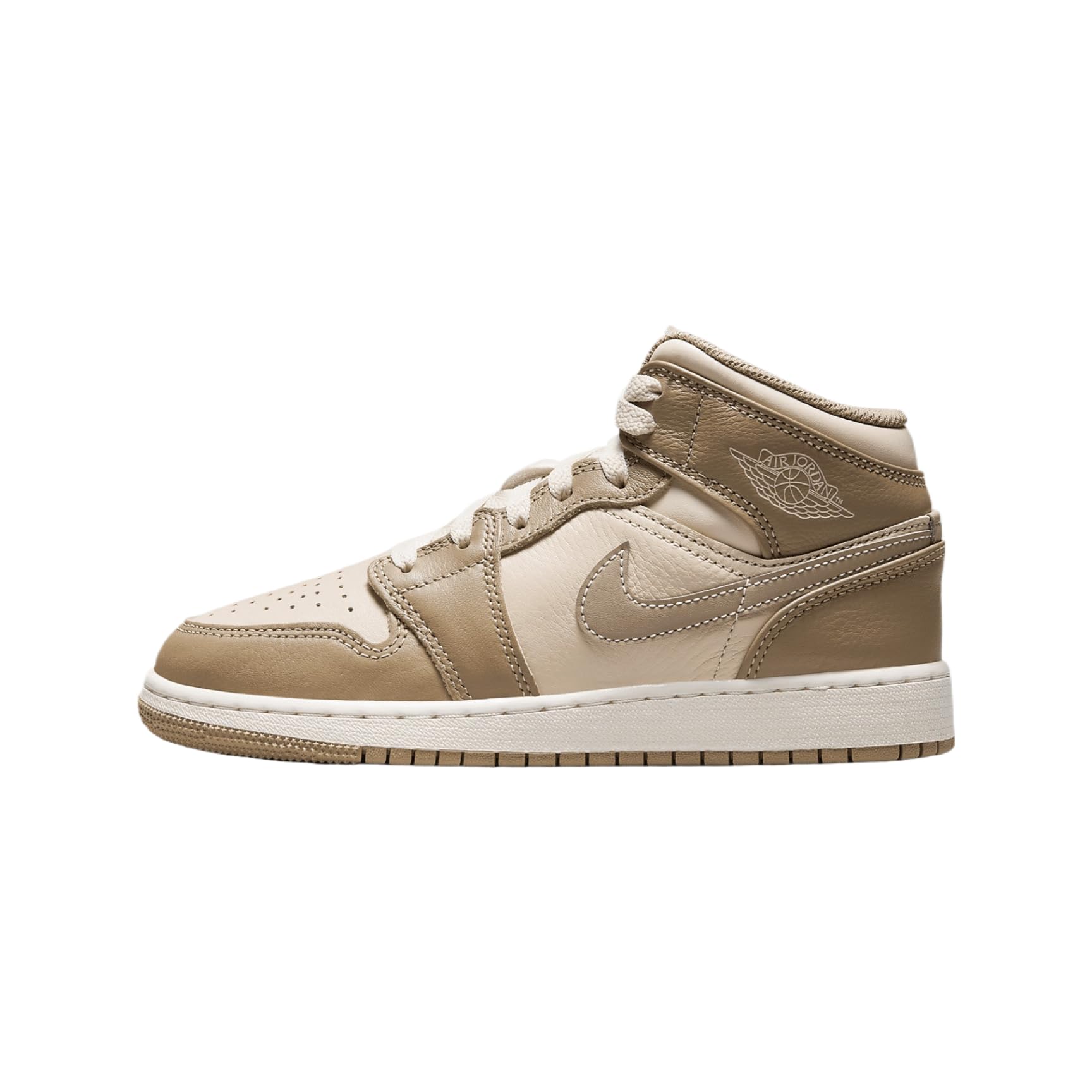 Jordan 1 Mid Legend LT Big Kids Sneakers - Brown/Khaki-Phantom (HF4781-203) - Size 7 | Comfortable Basketball Shoes for Boys & Girls | Perfect for School, Sports & Casual Wear